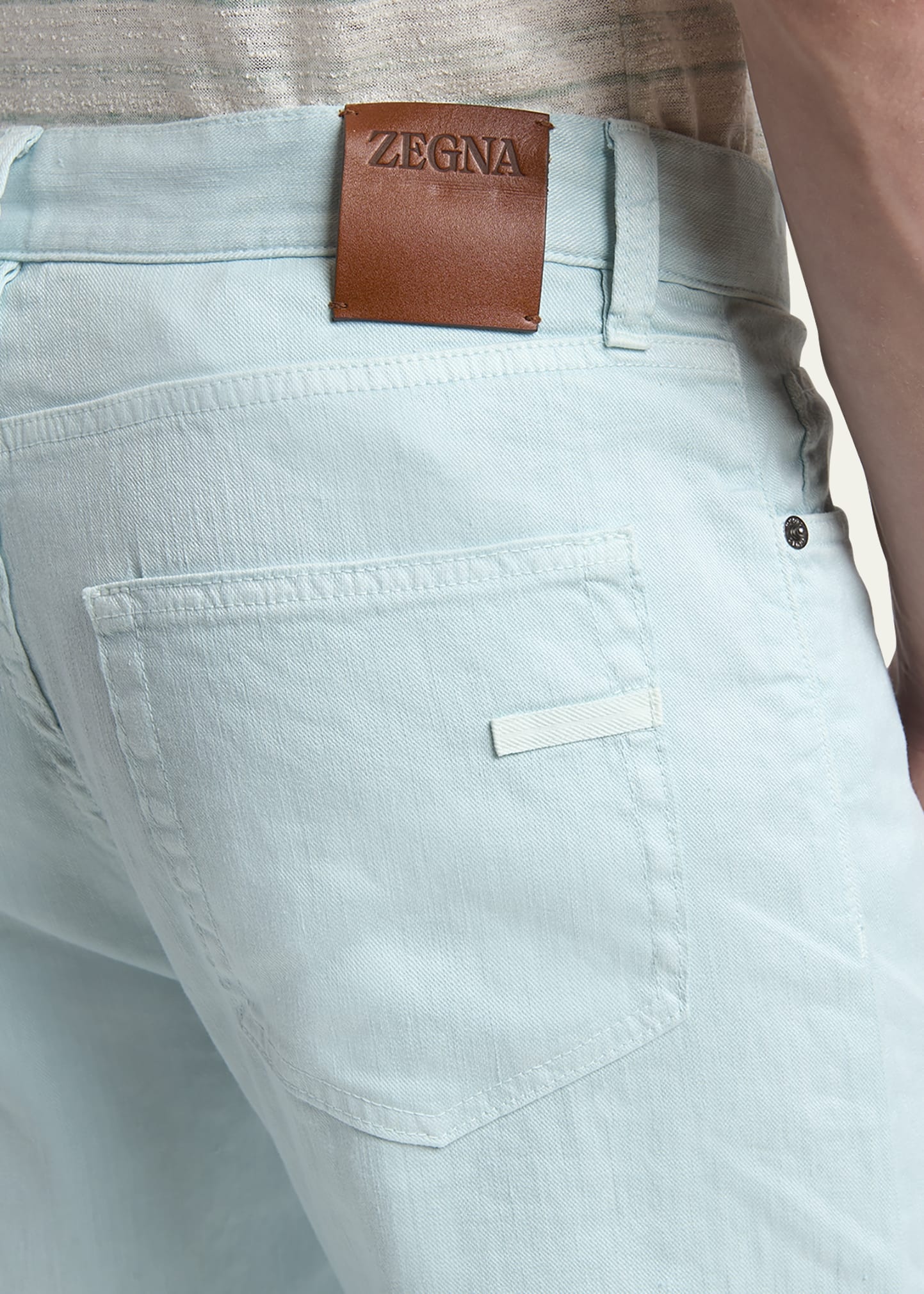 Men's Comfort Linen and Cotton Five-Pocket Pants - 5