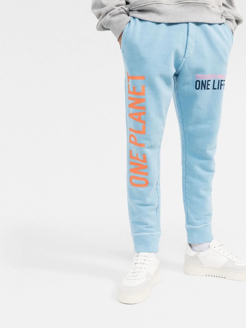 slogan-print cotton track pants - 3