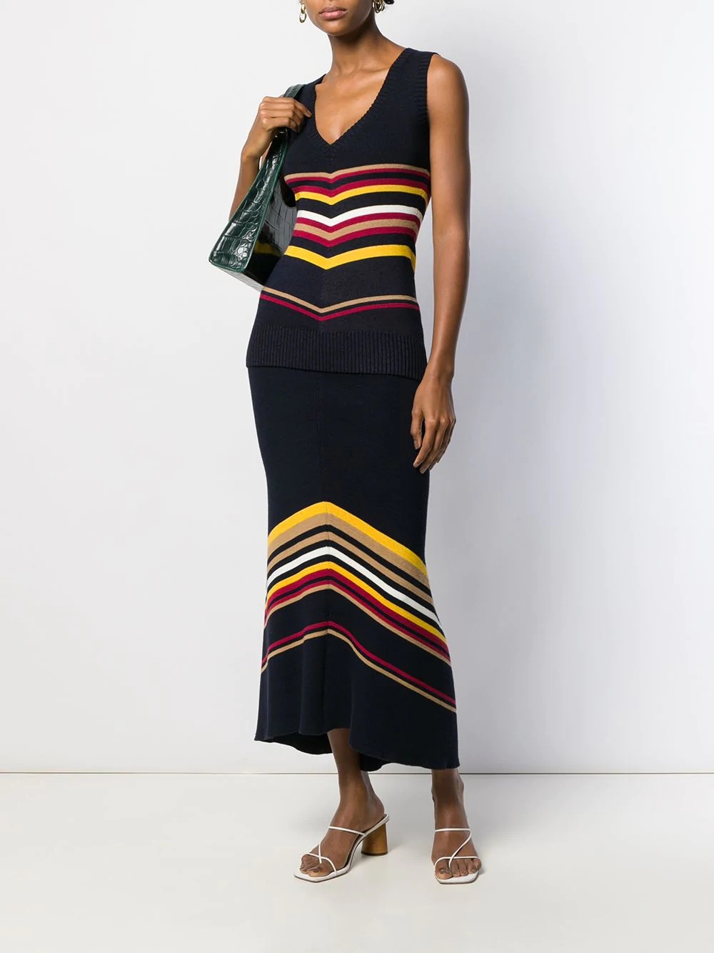 chevron knitted midi skirt - 2