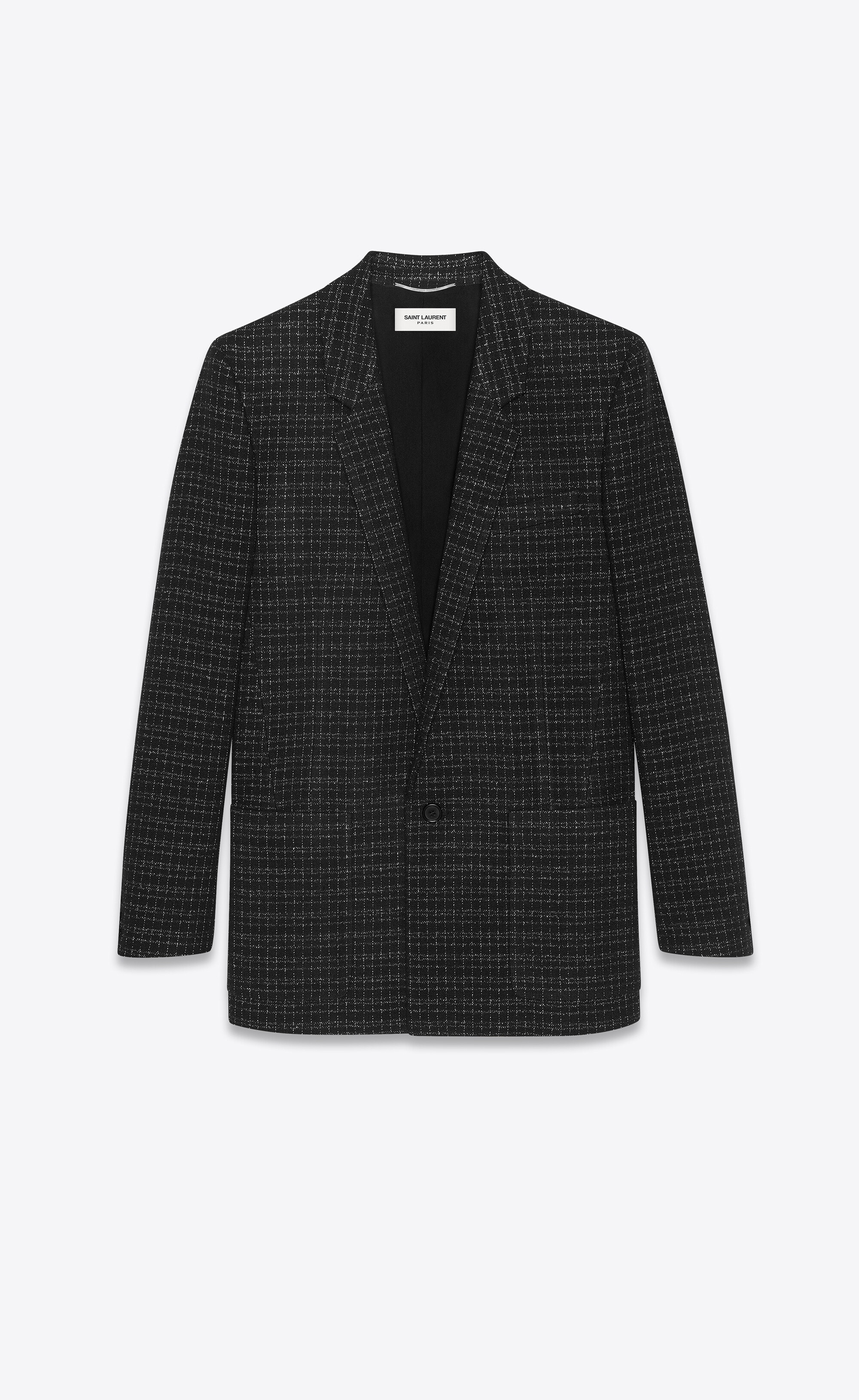 jacket in lamé grid wool tweed - 1