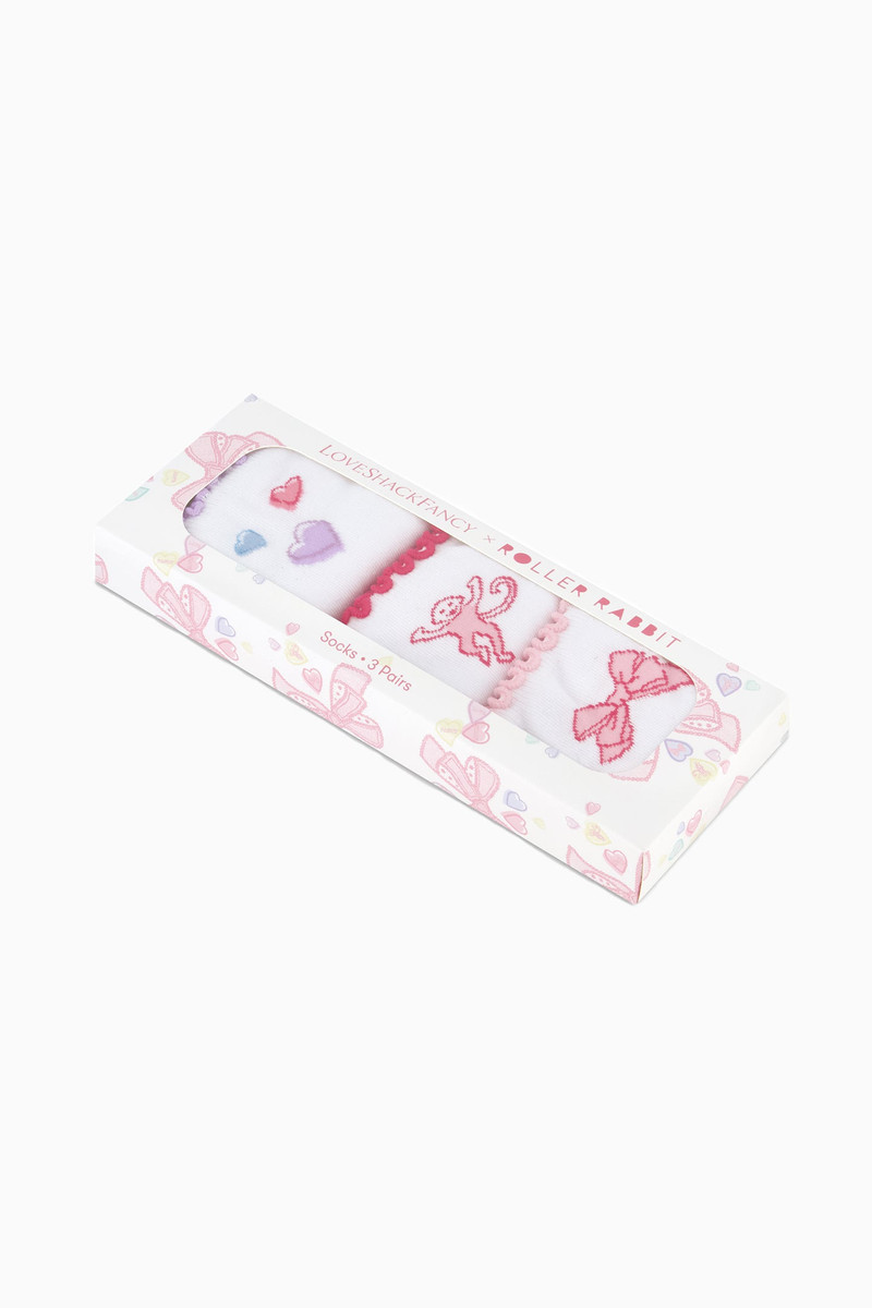 LoveShackFancy LoveShackFancy x Roller Rabbit Vintage Valentine Ruffle Sock Set outlook
