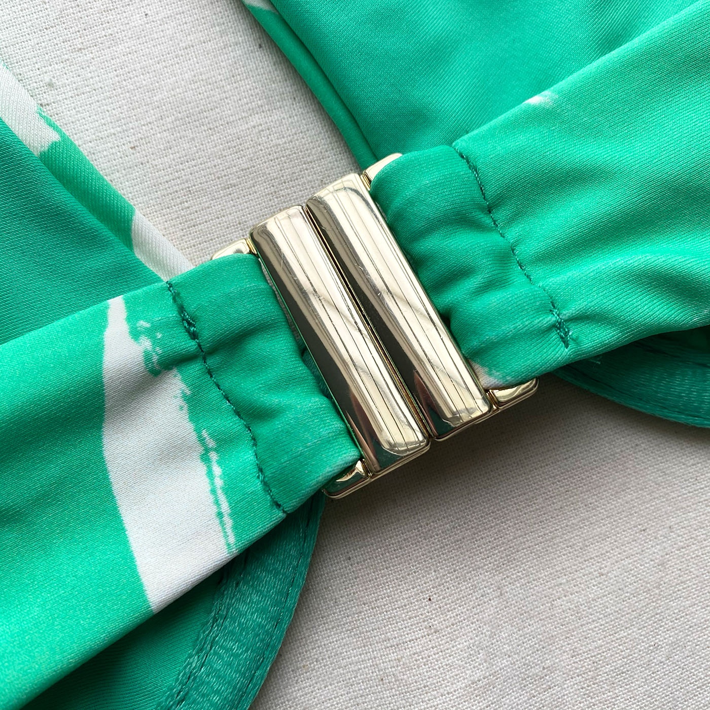 Mint Brushstroke One Shoulder Bikini Top - 6
