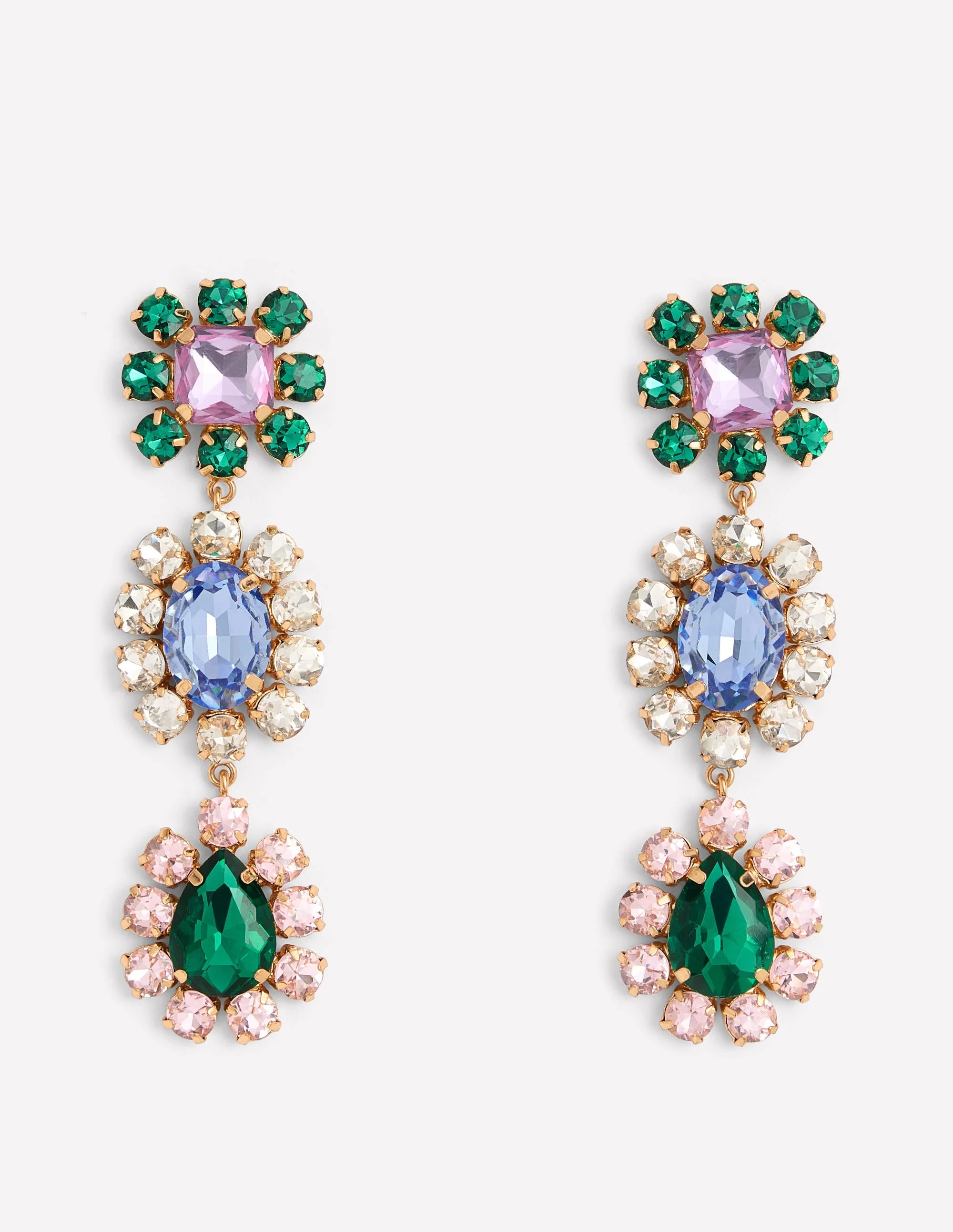 Jewel Drop Earrings-Multi Jewel - 1