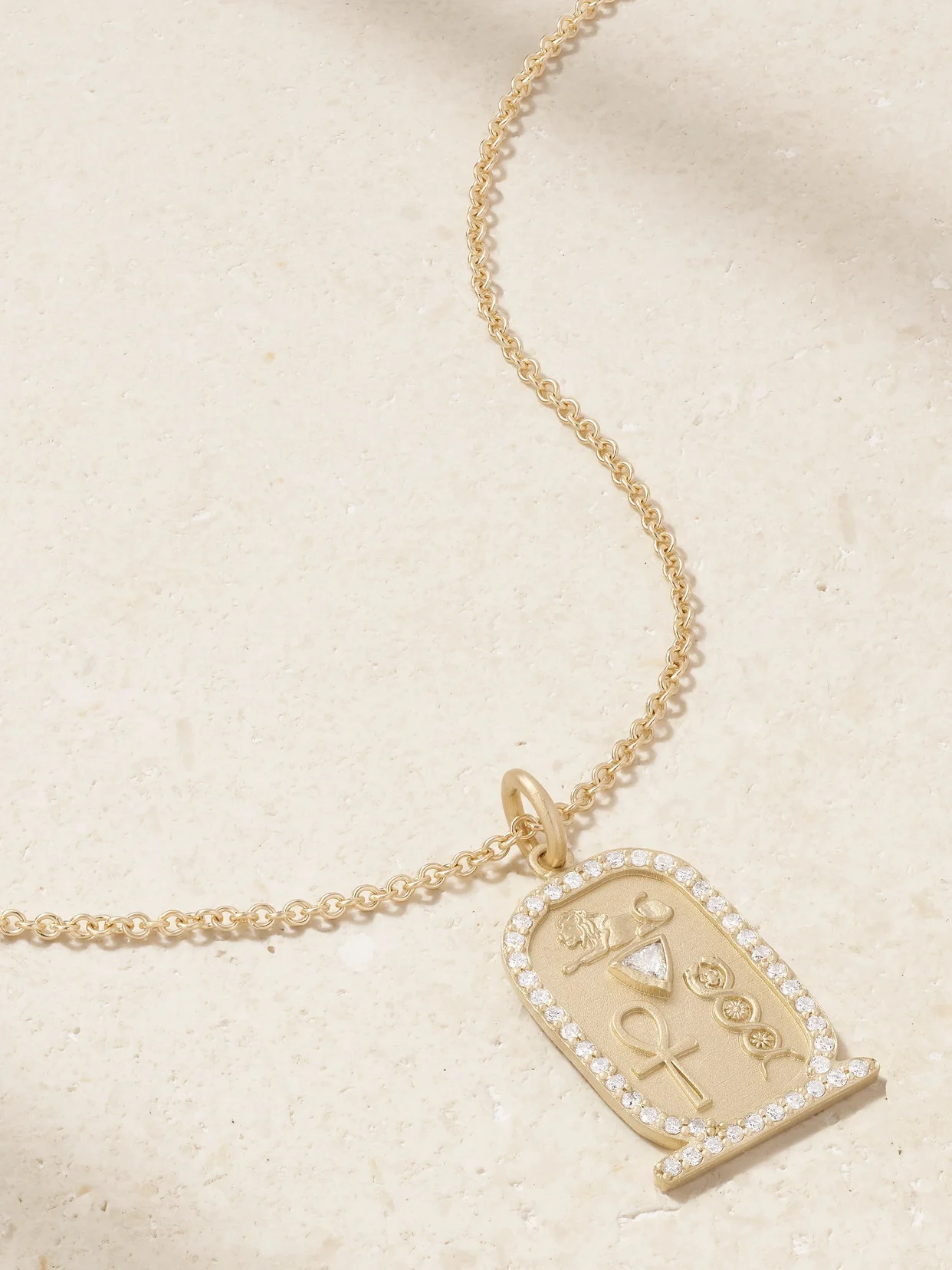 Trillion Cartouche 14-karat Gold Diamond Necklace - 1