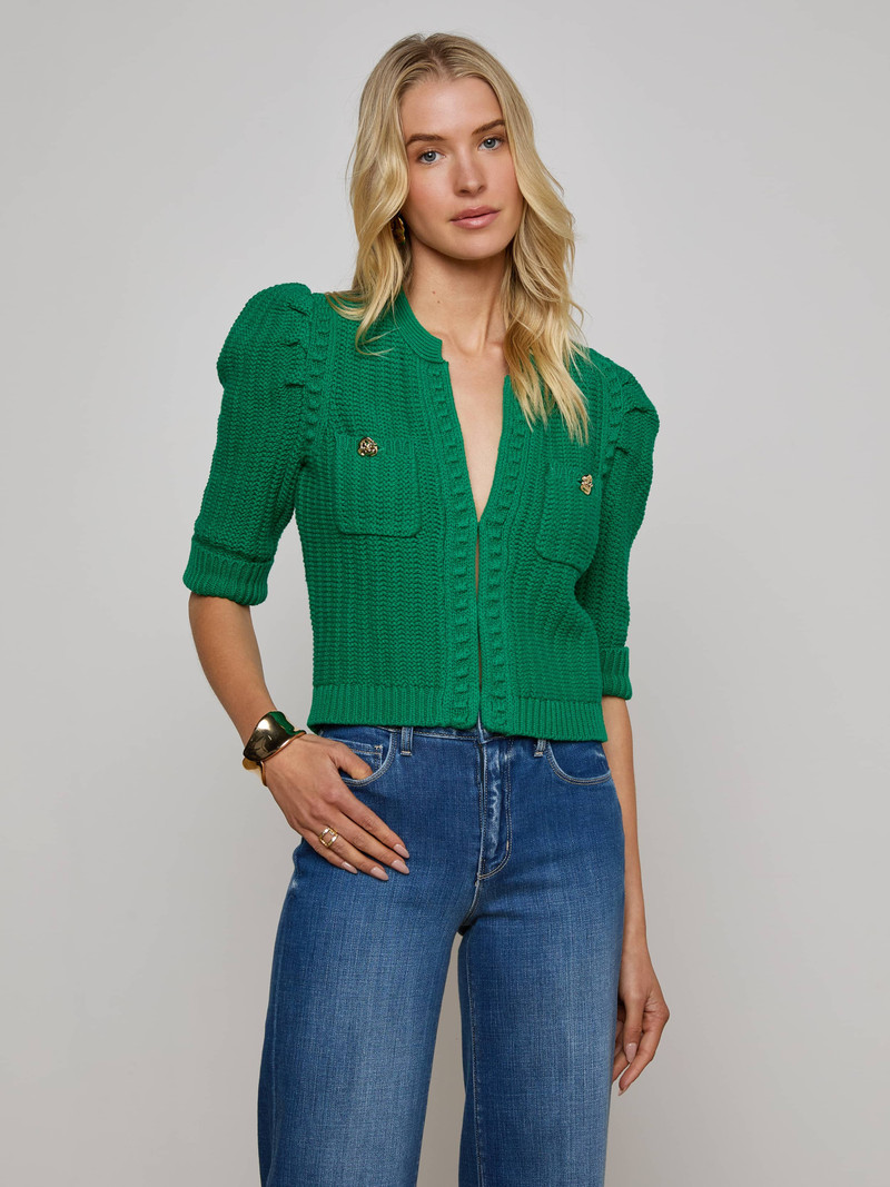 L'AGENCE Delilah Cropped Cardigan outlook