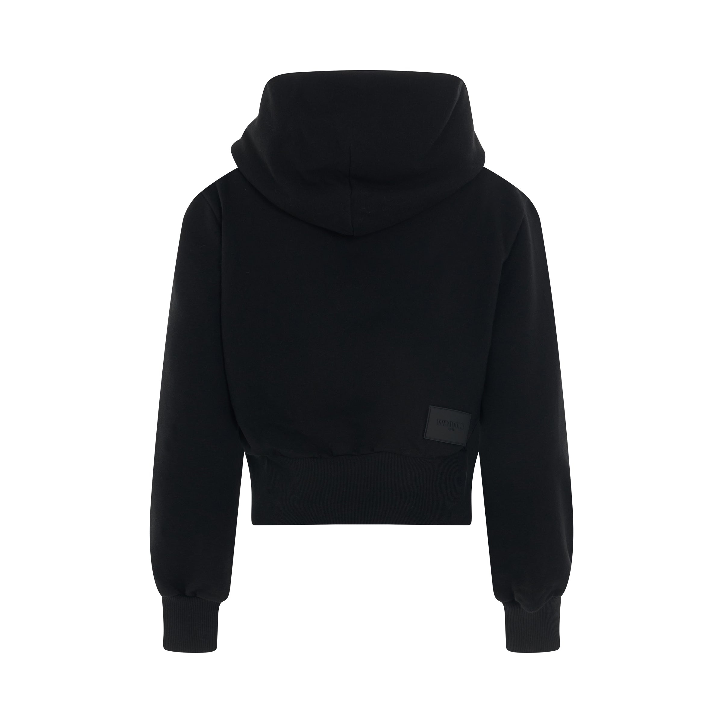Lettering Symbol Crop Hoodie in Black - 4