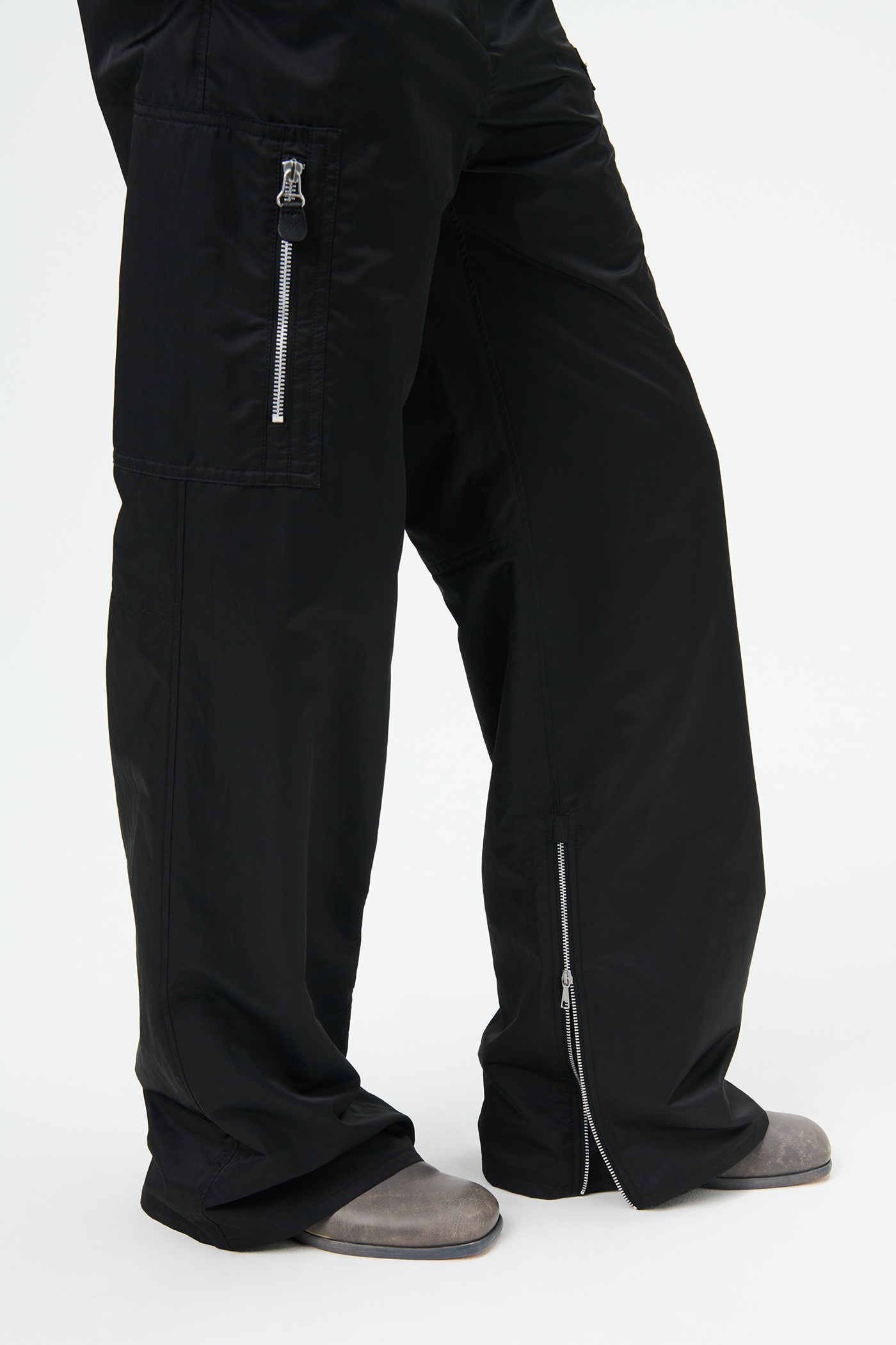 Pilot Trousers Black High Gloss Sateen - 7