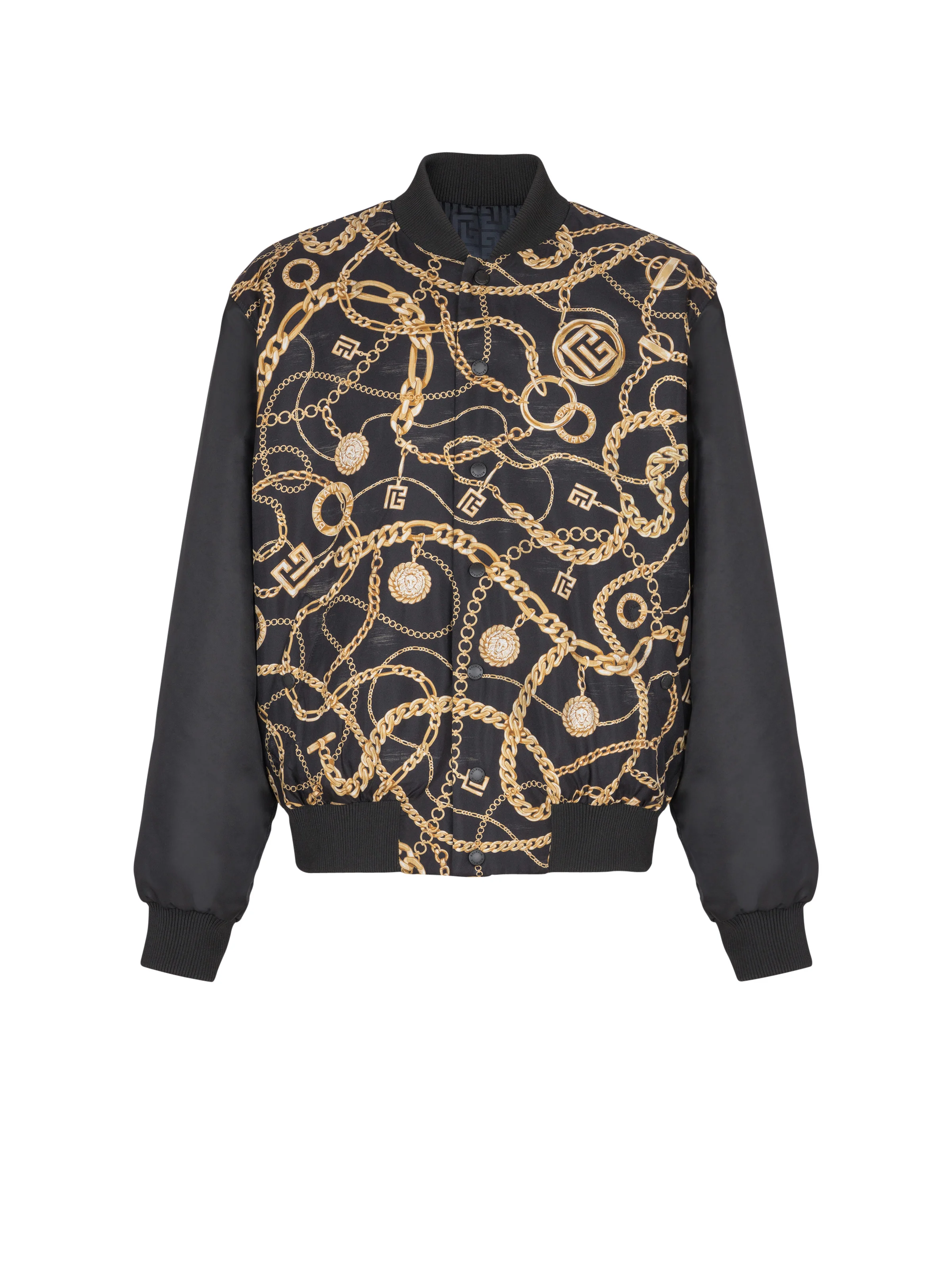 Reversible printed bomber jacket with Chaînes pattern - 1
