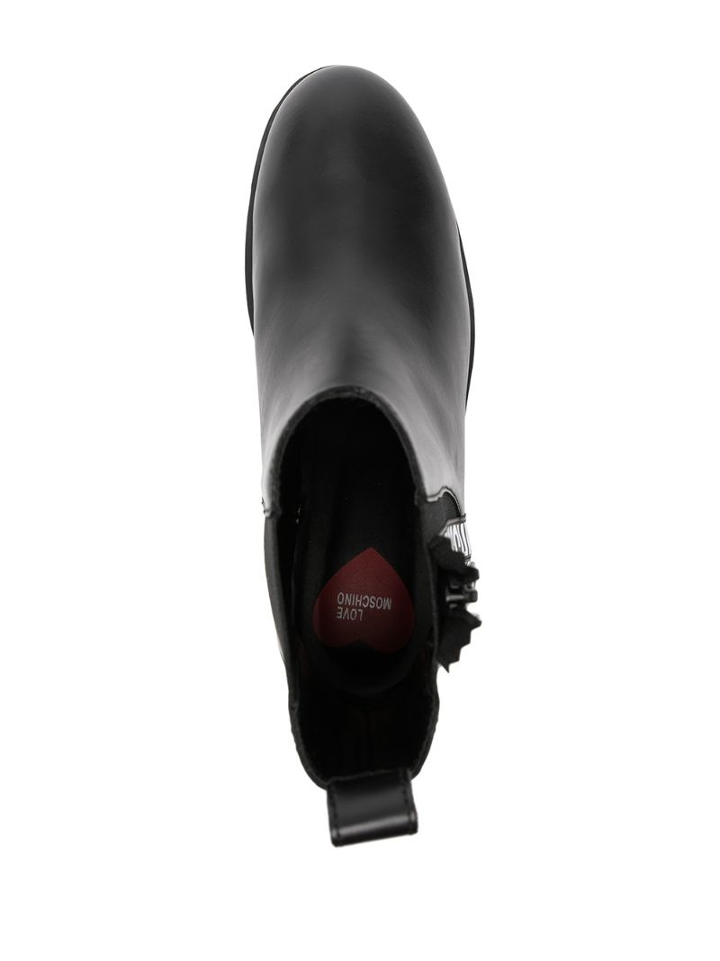 logo-print leather ankle boots - 4