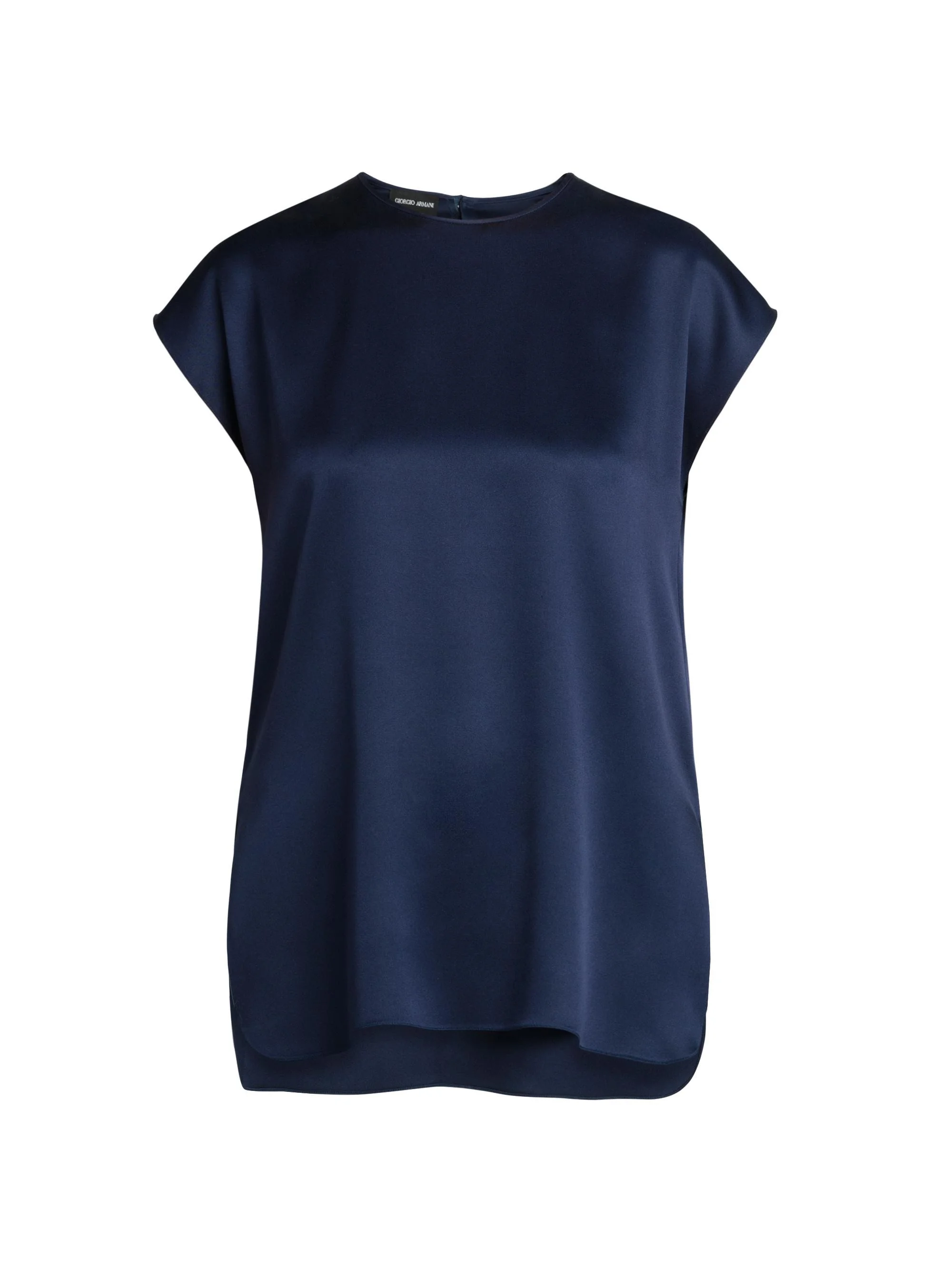 Women's Silk Satin Cap-Sleeve Top - Galaxy Blue - 1