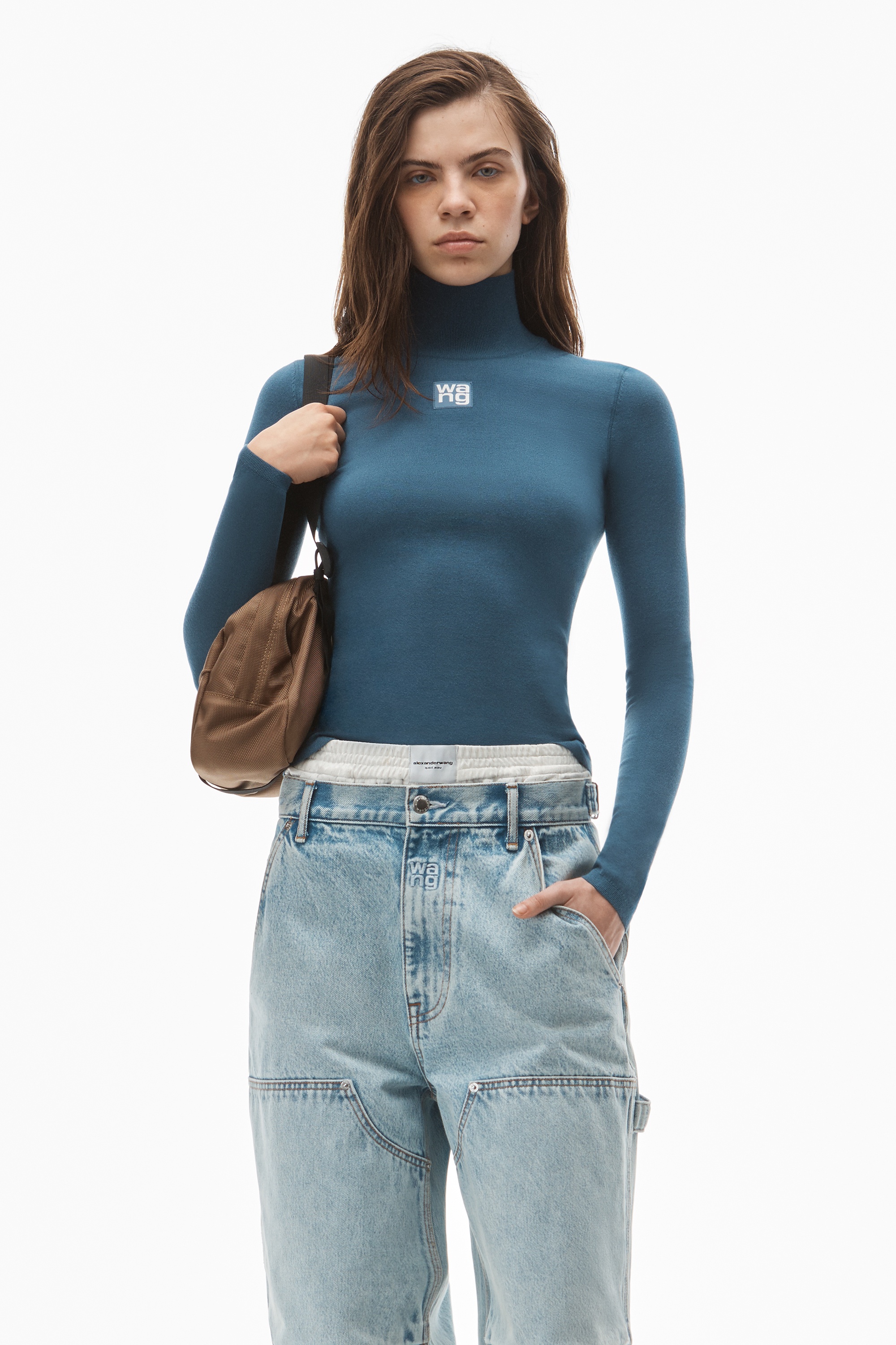 TURTLENECK TOP IN STRETCH KNIT - 2