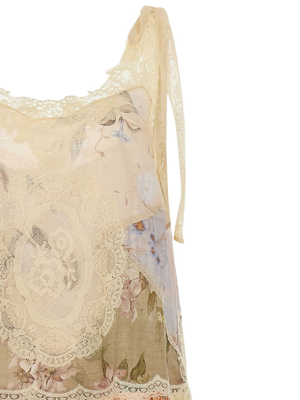 lace-trimmed floral dress - 3