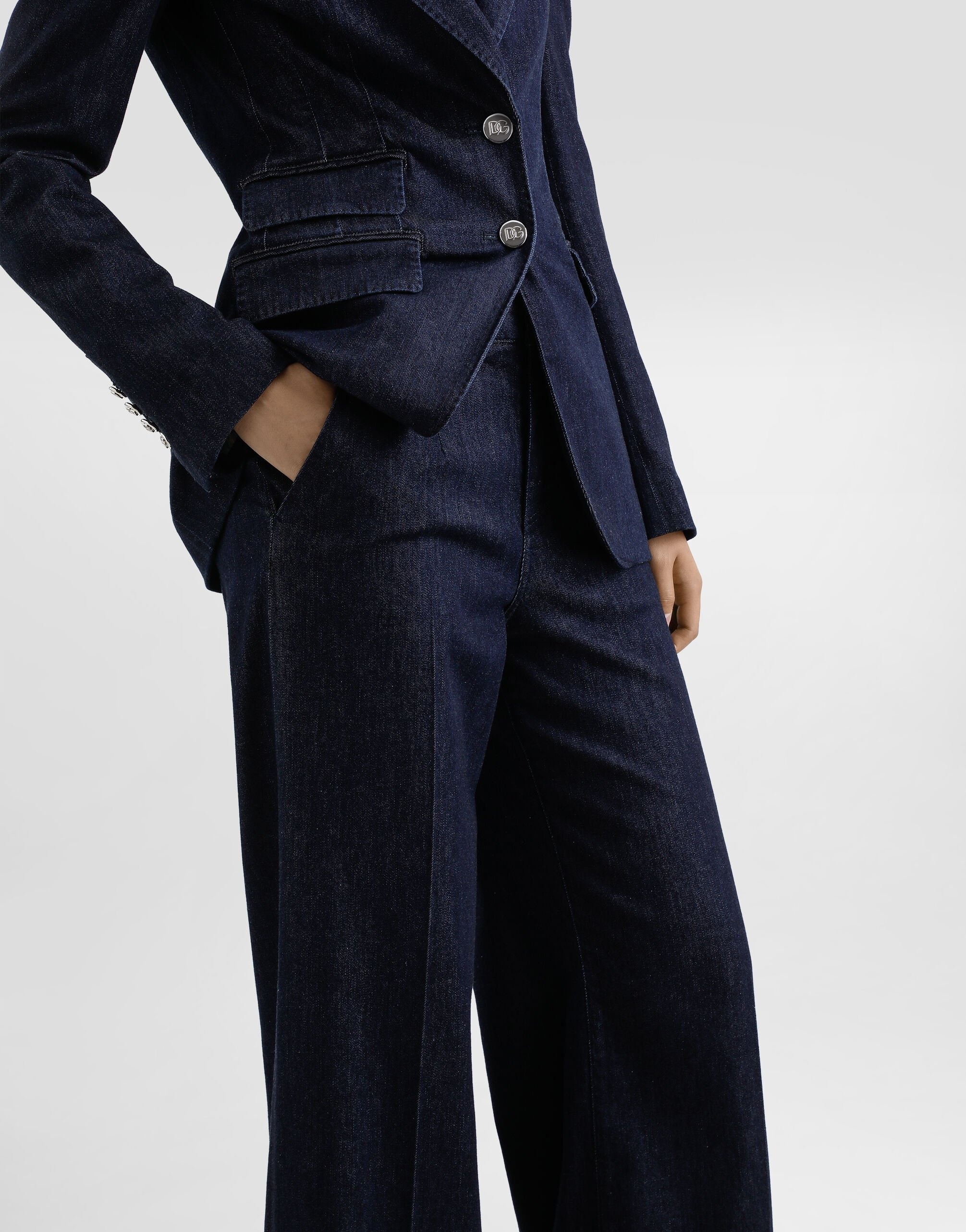 Silk denim palazzo pants - 5