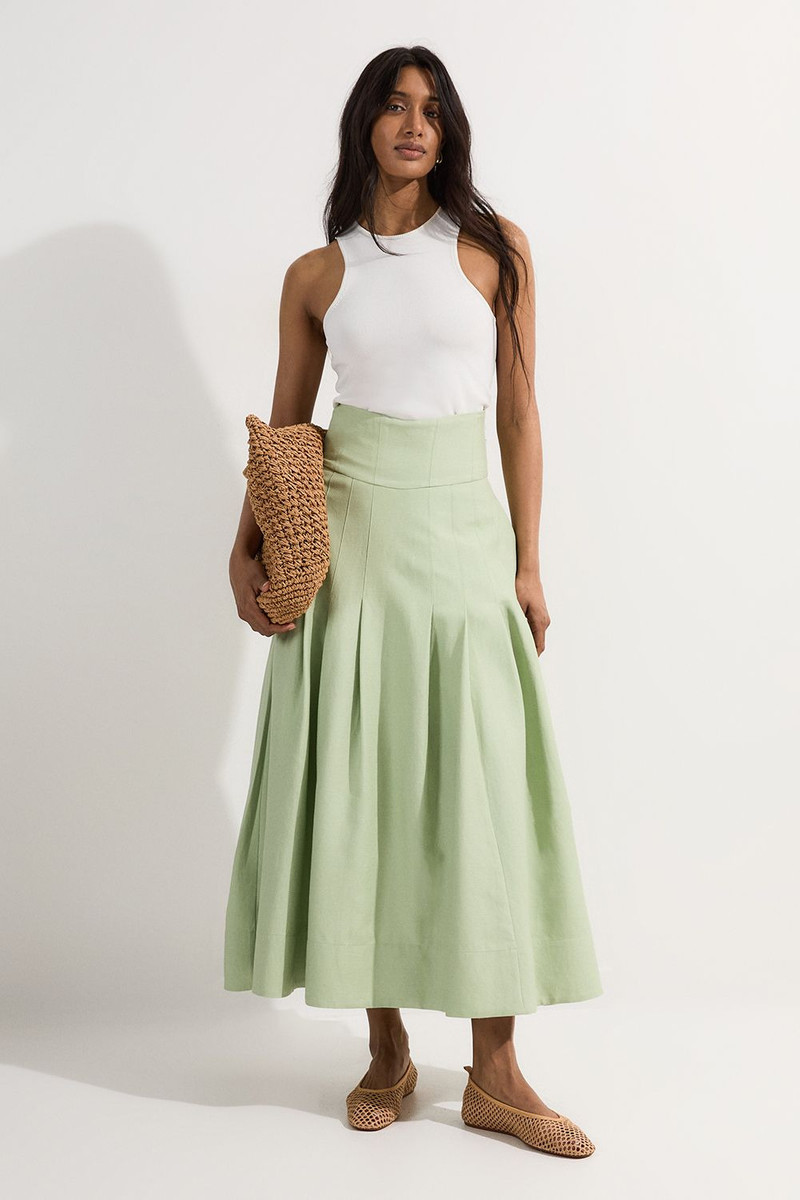Viscose Linen Tailored Full Skirted Midaxi Skirt 3