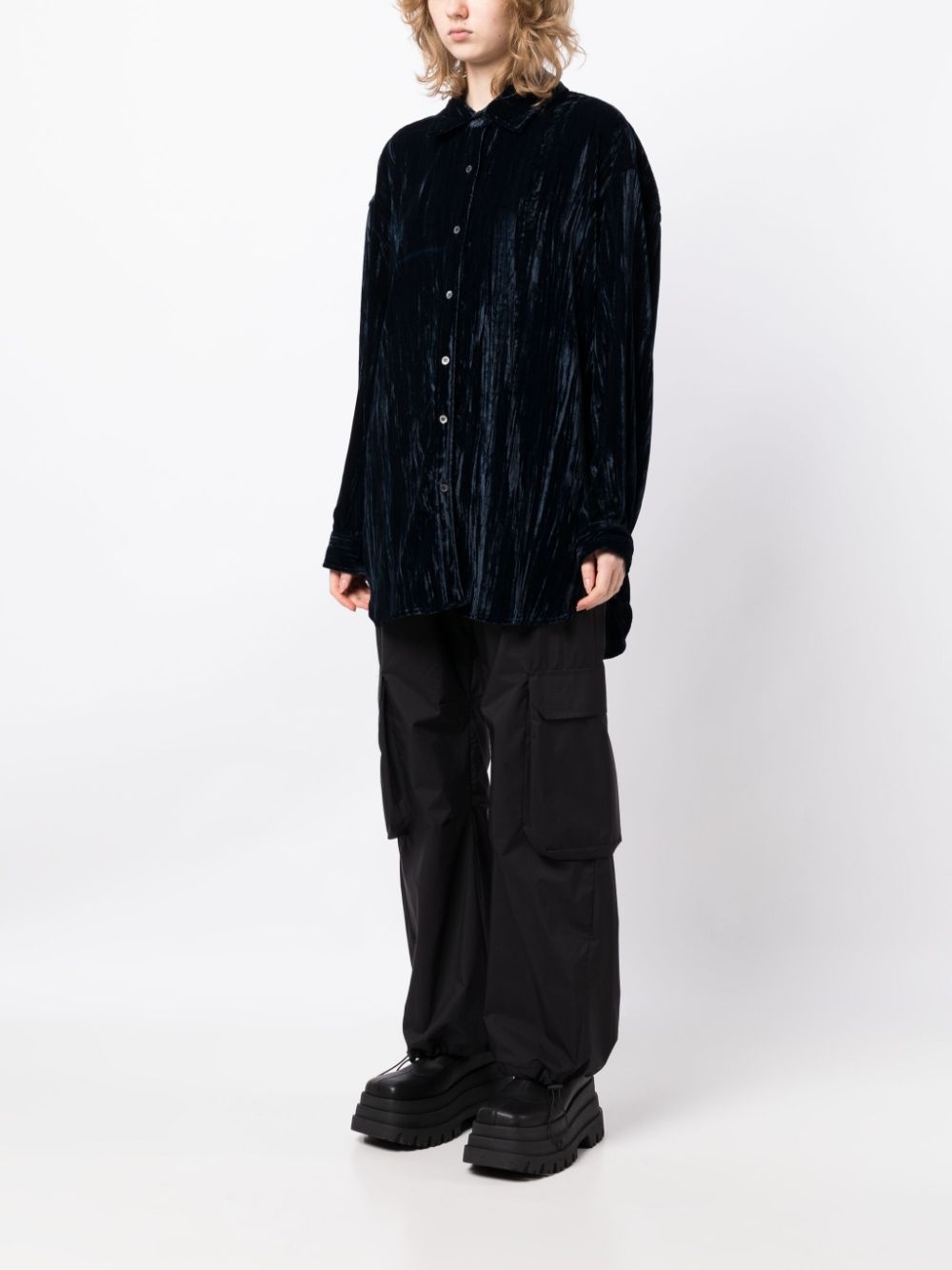 velvet crinkled shirt - 3