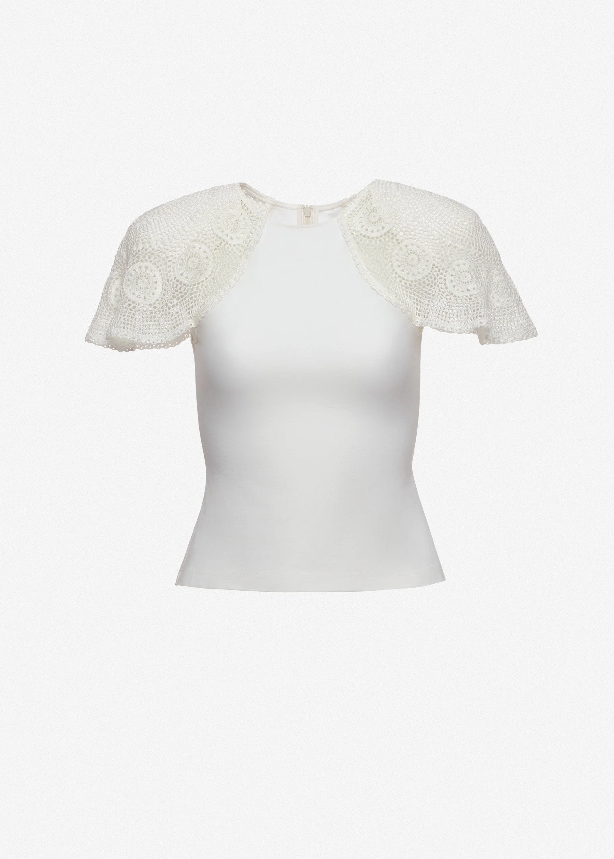 Flared crochet sleeves blouse in white - 1
