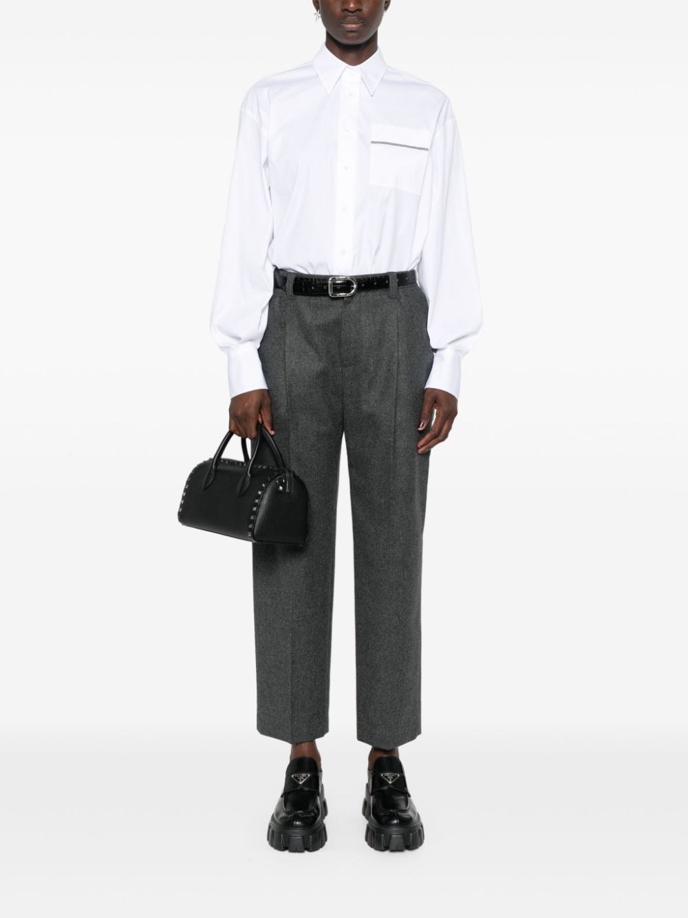 mÃ©lange-effect cropped trousers - 2