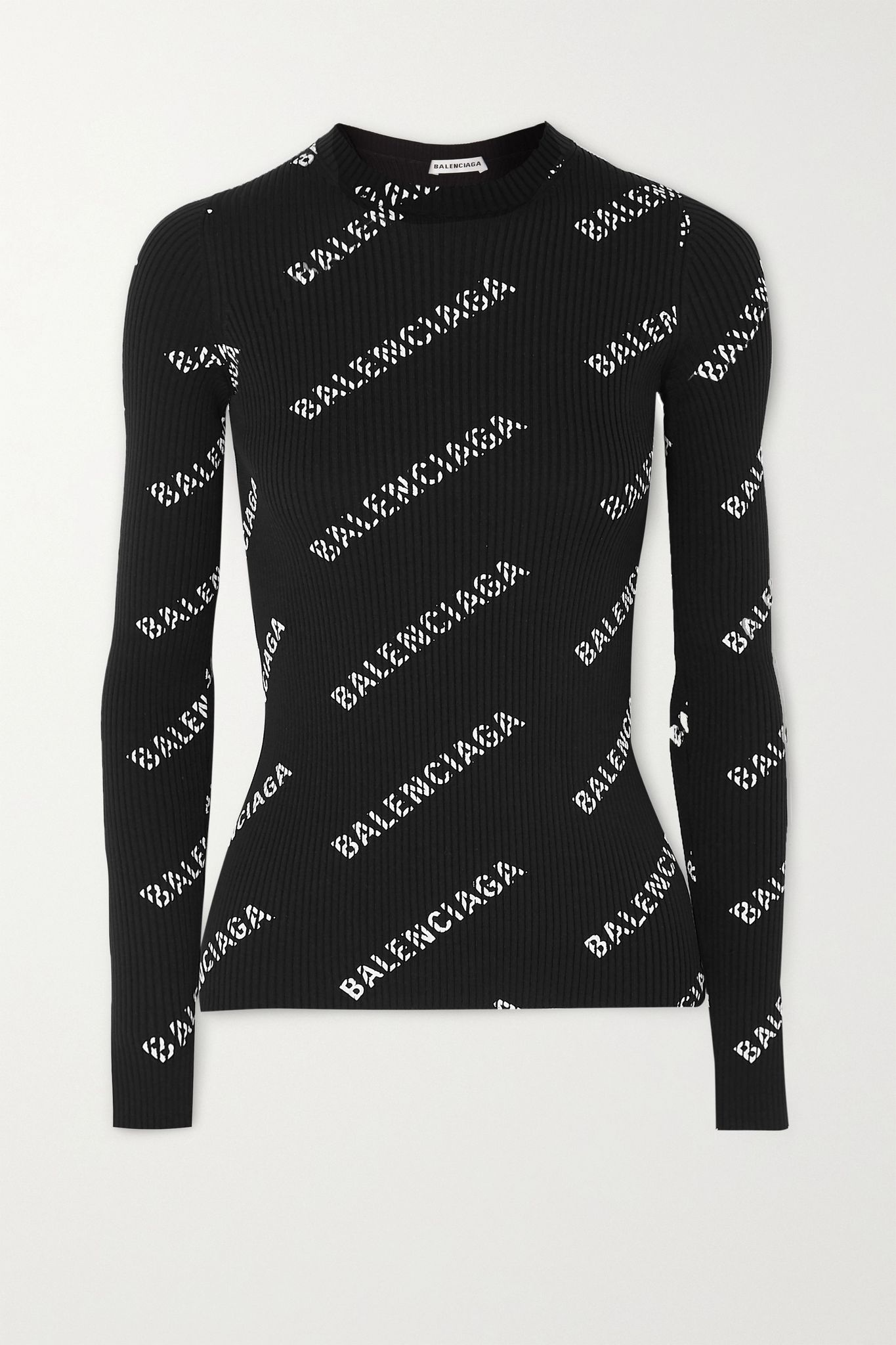 Printed ribbed-knit sweater - 1