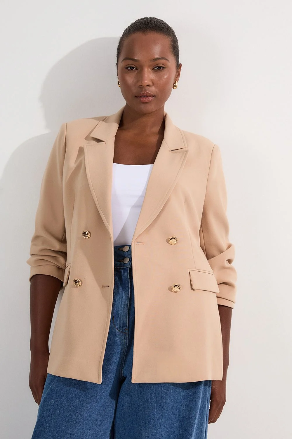 Plus Size Compact Essential Tailored Double Breasted Blazer - 1