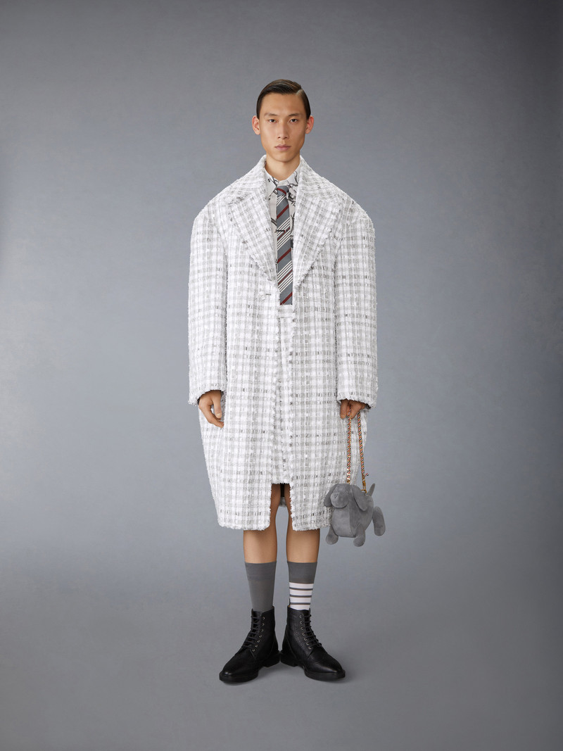 GINGHAM RIBBON TWEED COCOON COAT 5