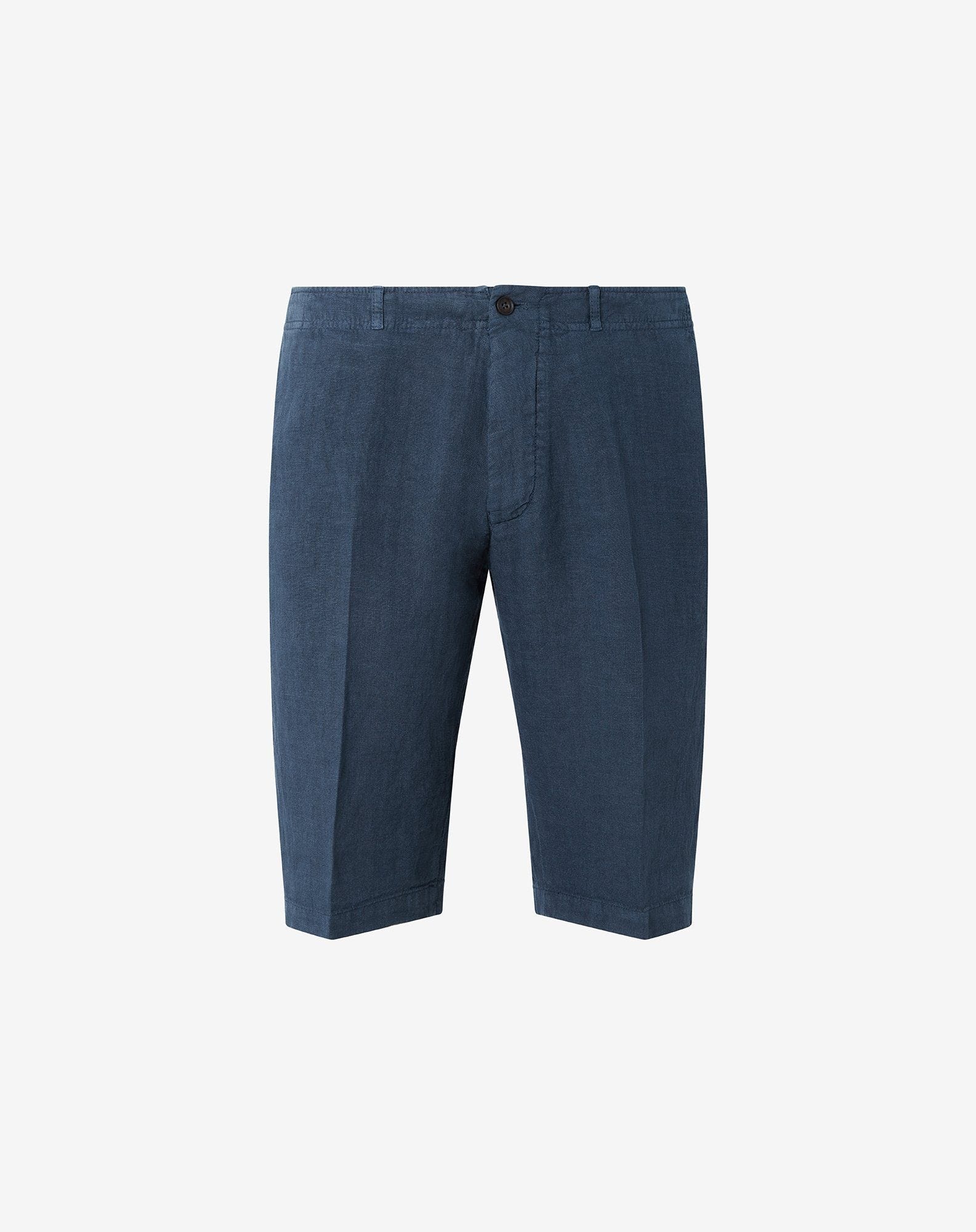 Blue pure linen Bermuda shorts - 1
