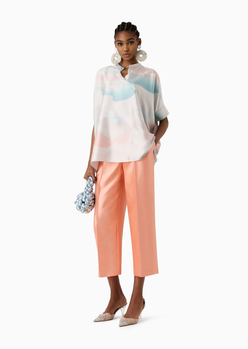 GIORGIO ARMANI Wide-cut, silk-shantung trousers outlook