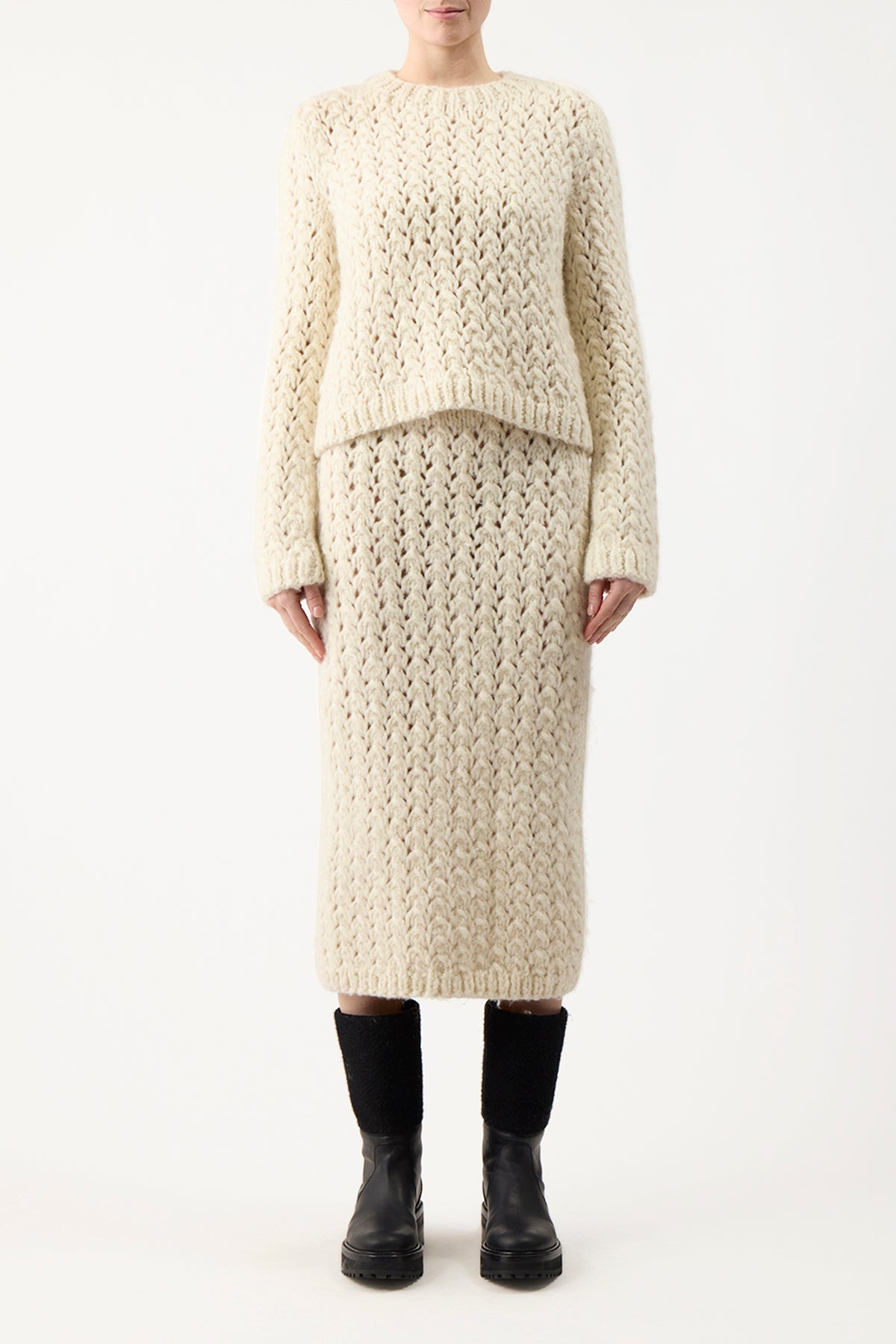 Bower Sweater in Ivory Welfat Cashmere - 2