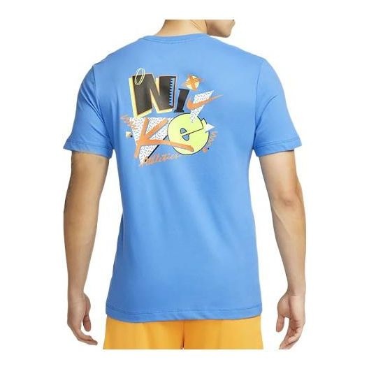 Men's Nike Back Alphabet Logo Round Neck Short Sleeve Blue T-Shirt DM6260-435 - 2