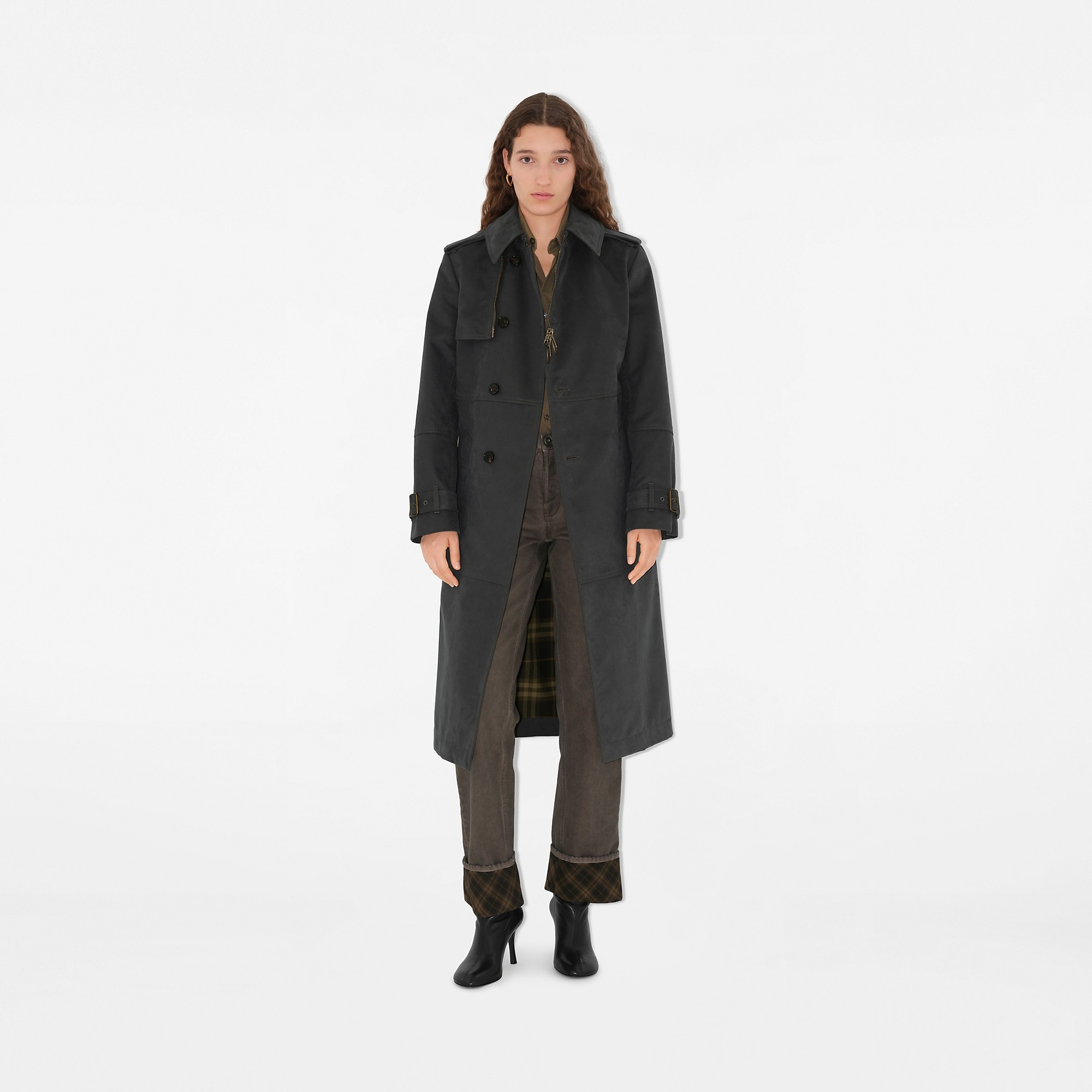 Long Cotton Nylon Trench Coat - 2