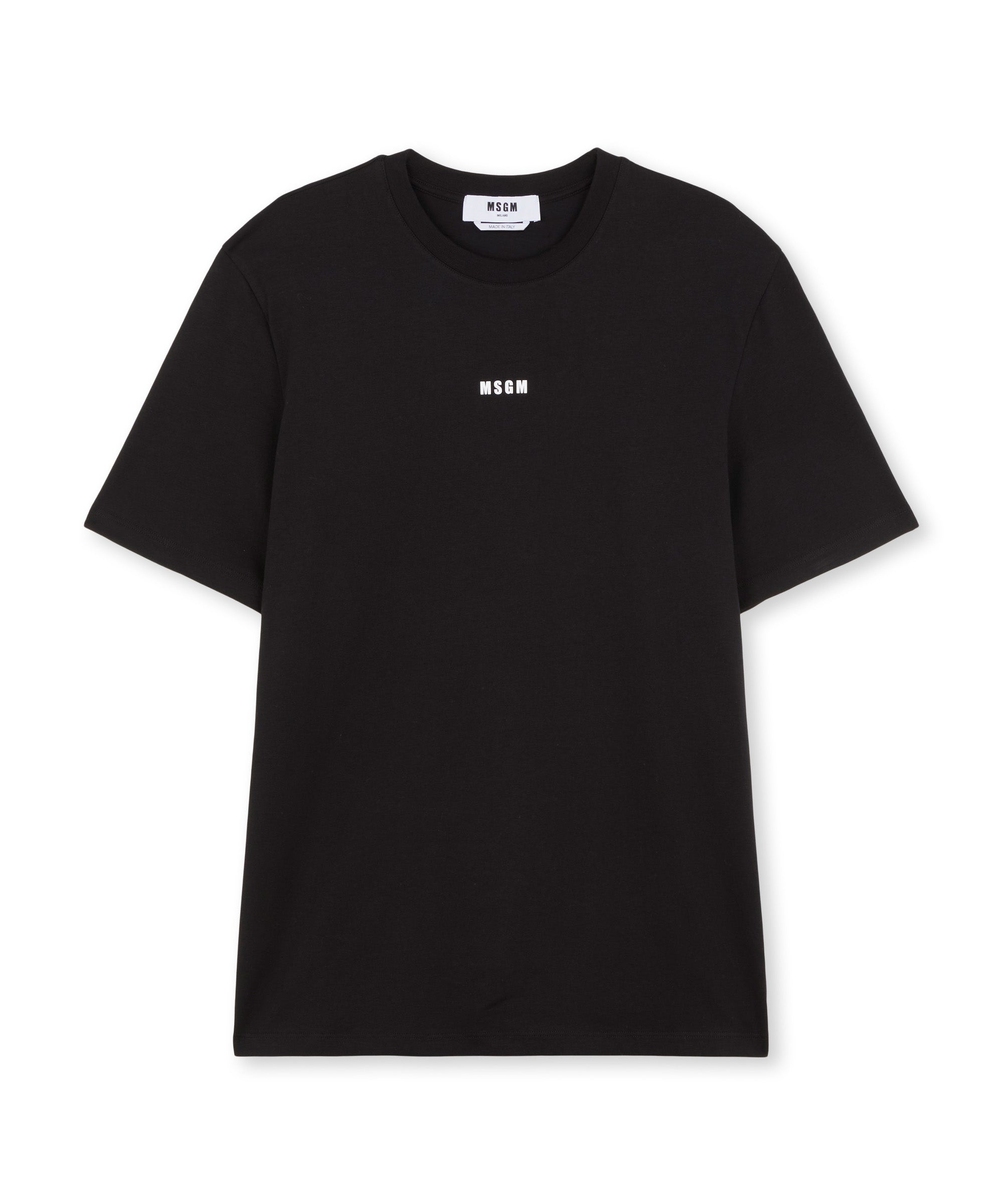 Round neck cotton T-shirt with micro logo - 1
