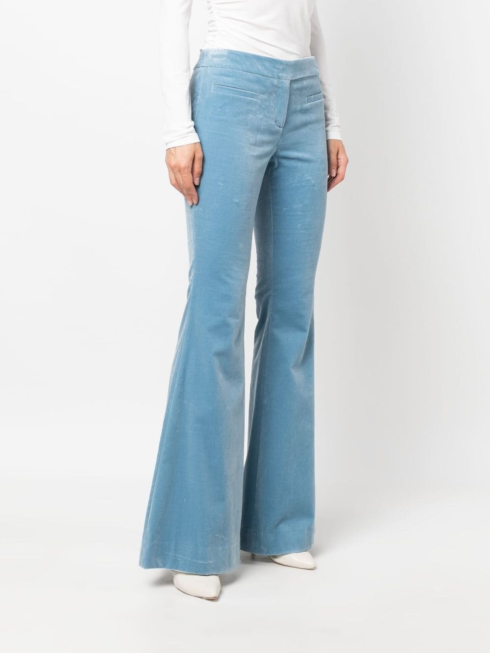 mid-rise velvet flared trousers - 3