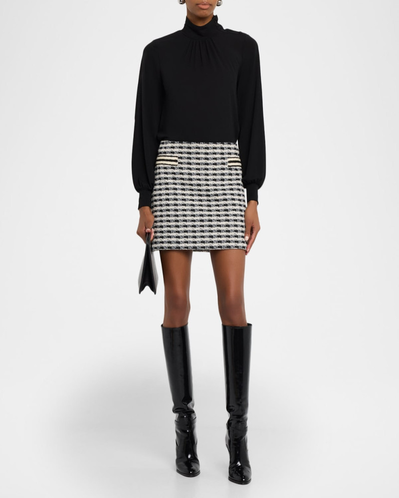 RAMY BROOK Charlie Gingham Tweed Mini Skirt outlook