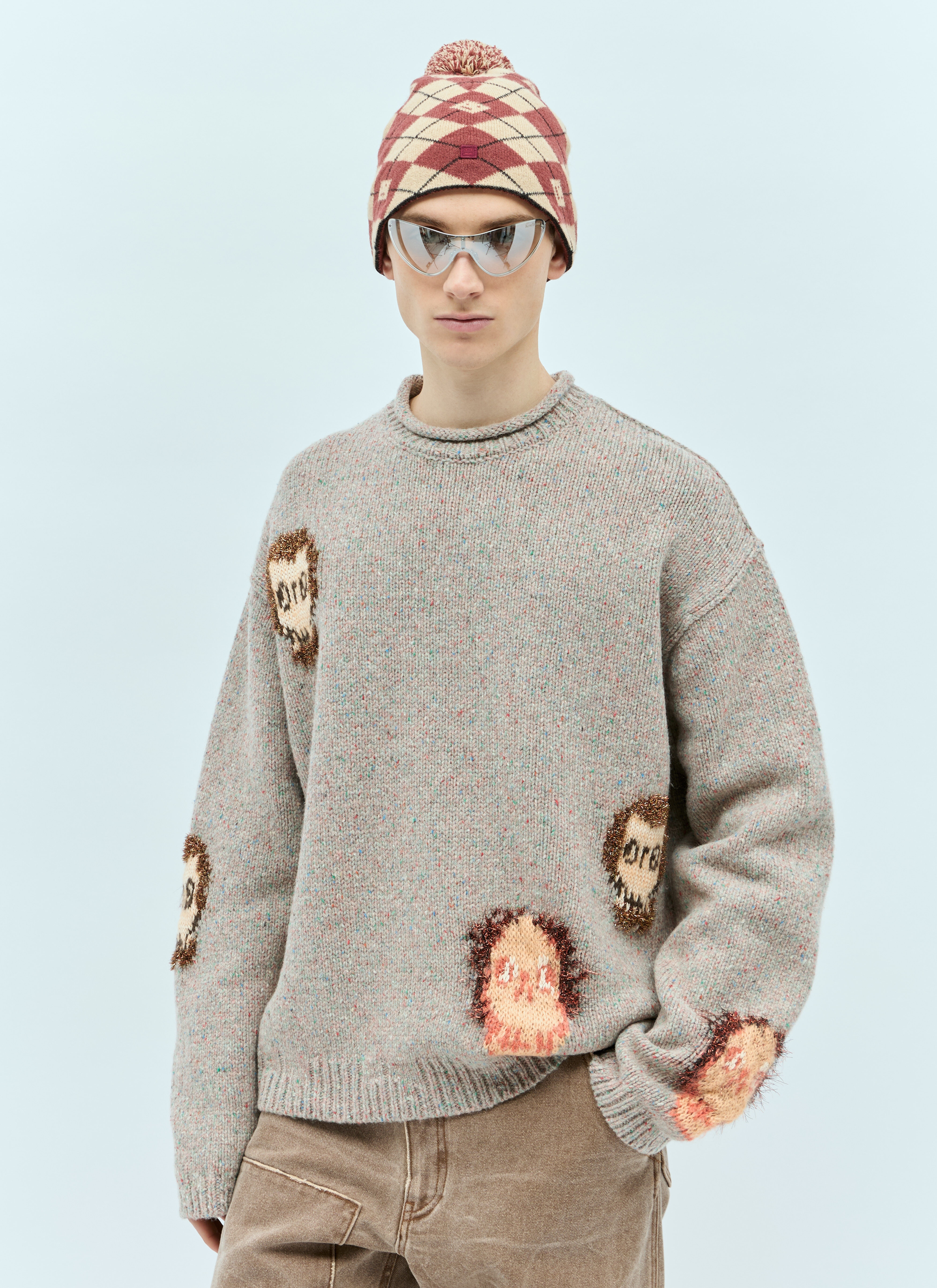 Argyle Jacquard Beanie Hat - 3
