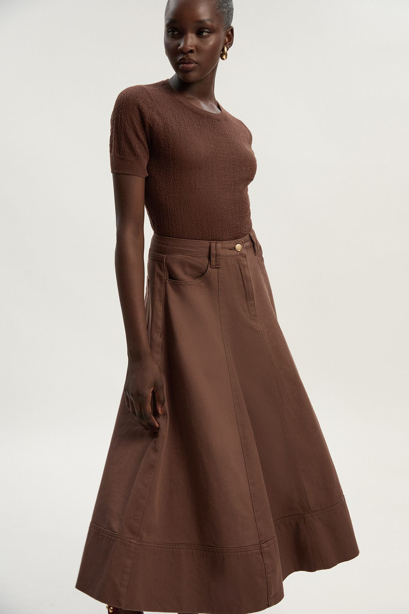 Denim 5 Pocket Midi Skirt 3