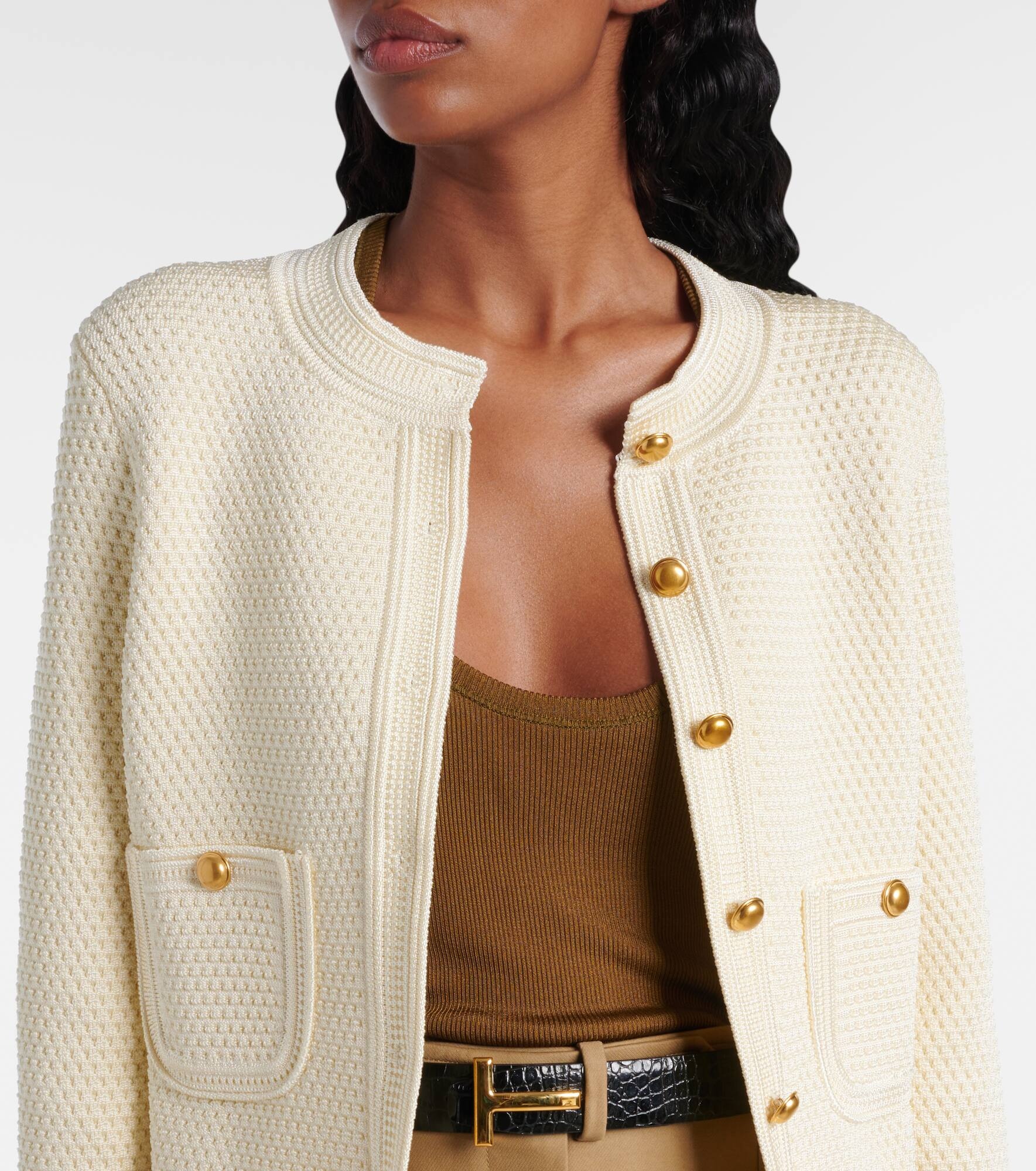 Chasseur waffle-knit cardigan - 6
