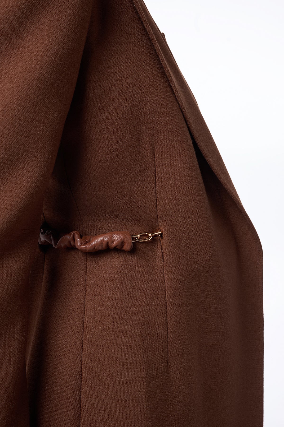 Epona Chain Blazer in Cognac Recycled Virgin Wool - 3