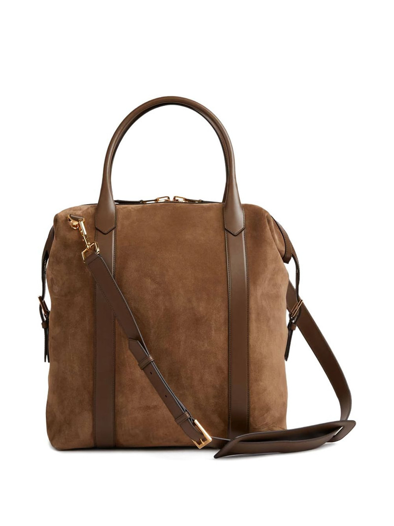 TOM FORD logo-patch suede tote bag outlook