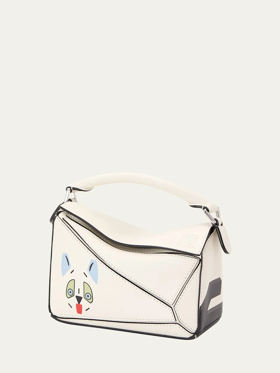 x Louis Wain Puzzle Futurist Cats Top-Handle Bag in Leather - 1