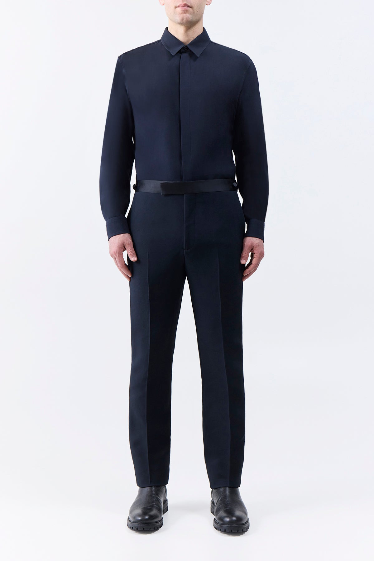 Simons Pant in Black Silk Wool Cady - 3