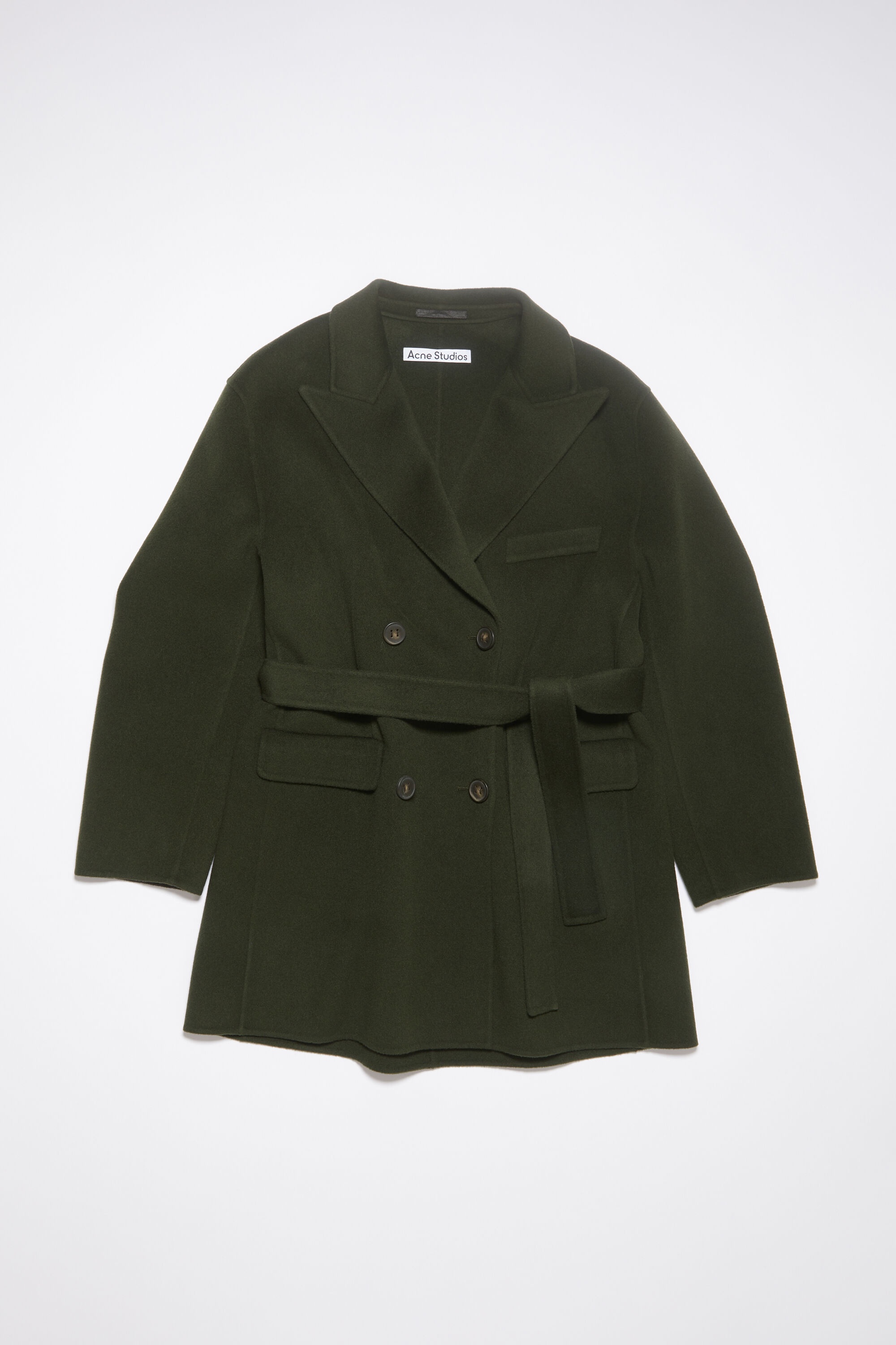Double-breasted belted jacket - Forest green - 7