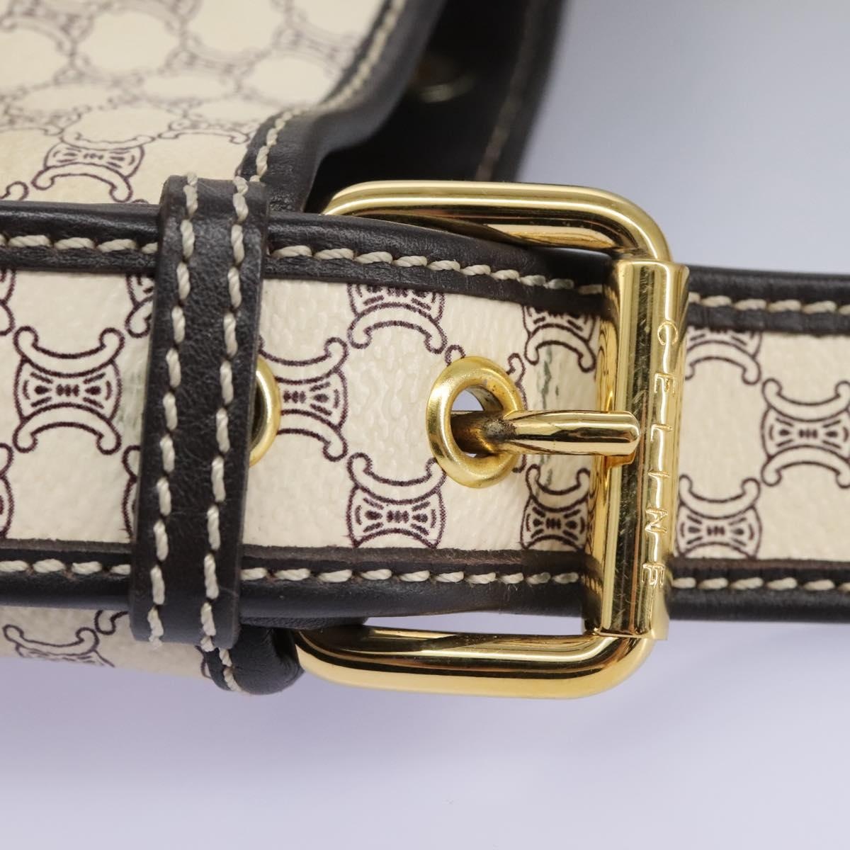 CELINE Macadam Canvas Shoulder Bag Pvc Leather White - 8