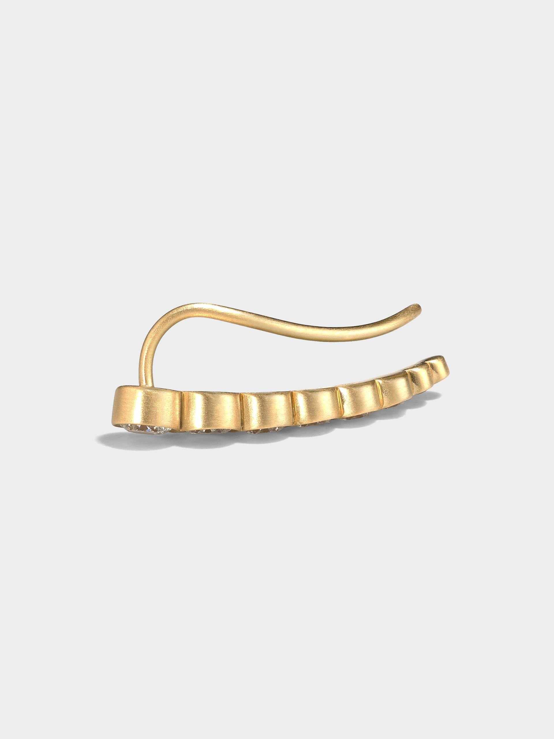 18K yellow gold croissant de lune diamond earring - 2
