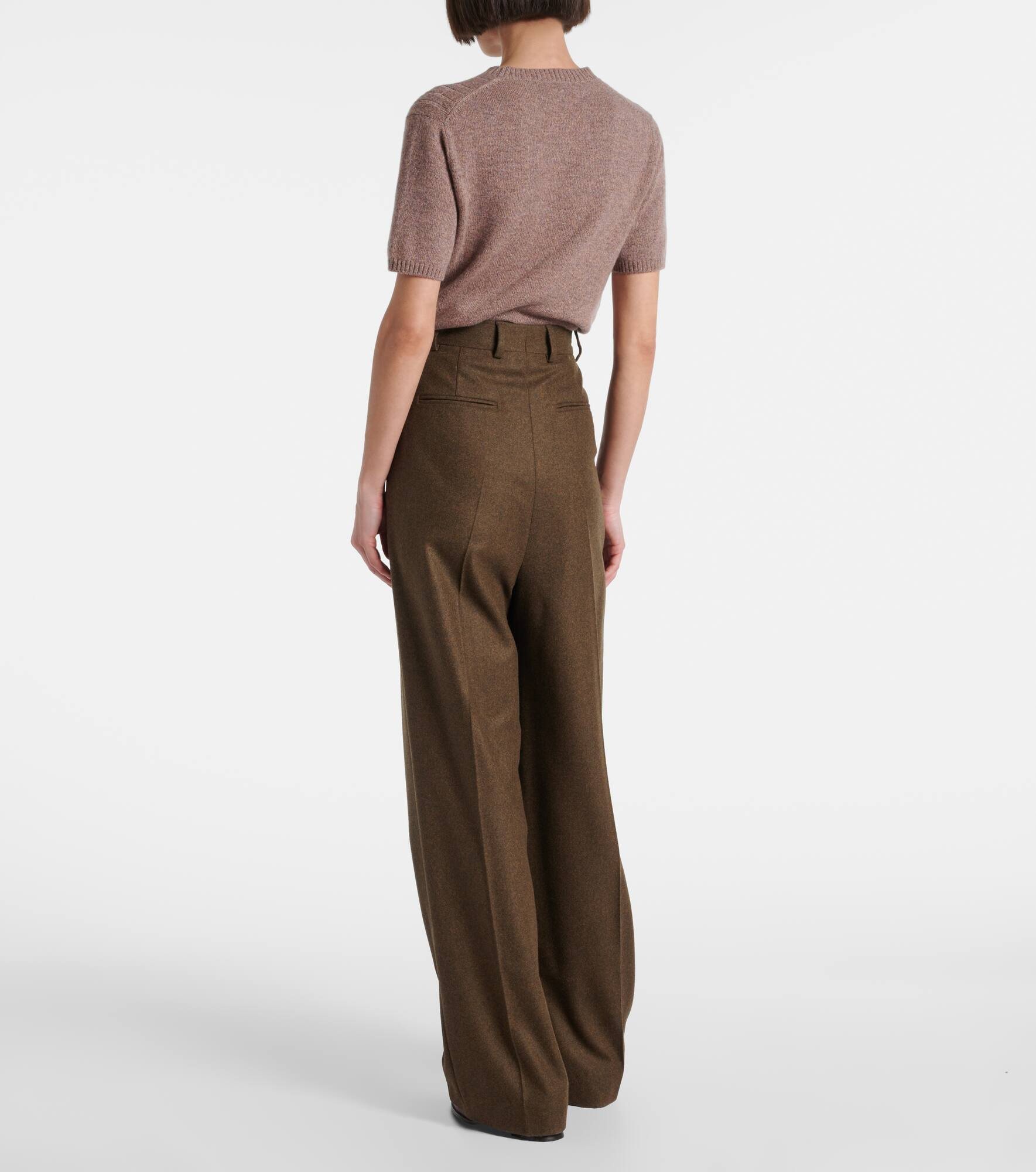 High-rise wool and cashmere wide-leg pants - 3