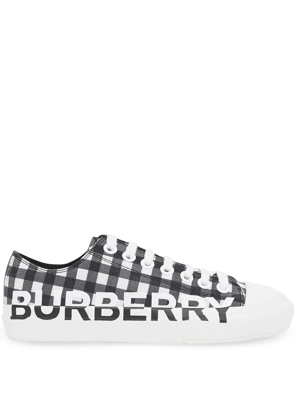 logo print gingham sneakers - 1