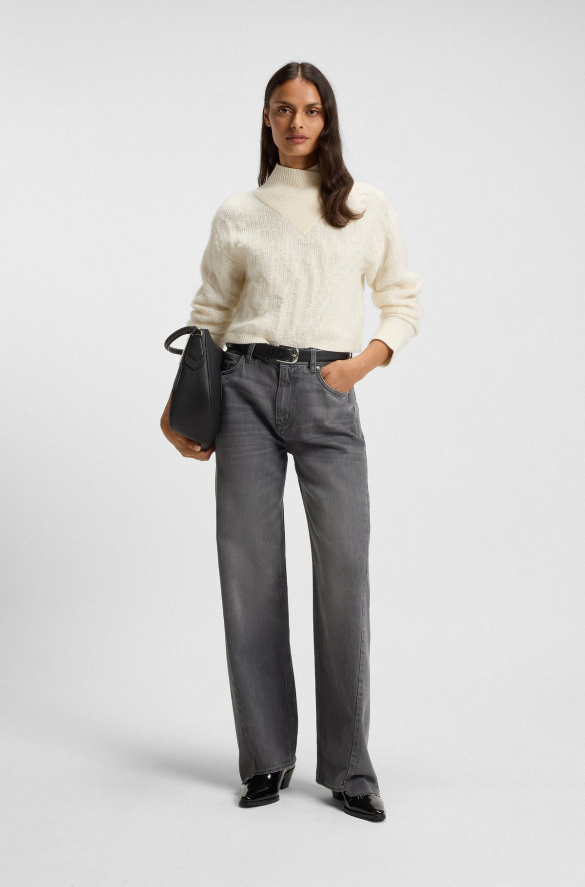 BOYFRIEND-FIT JEANS IN GRAY RIGID DENIM - 3