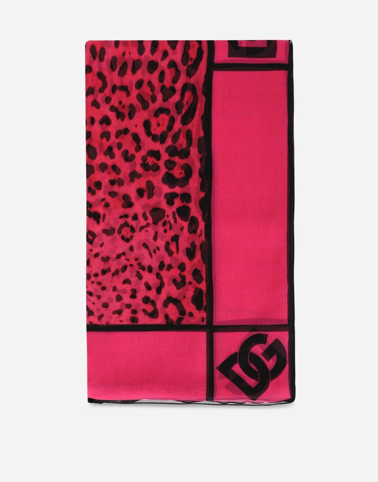 Neon leopard-print silk scarf (120 x 200) - 1