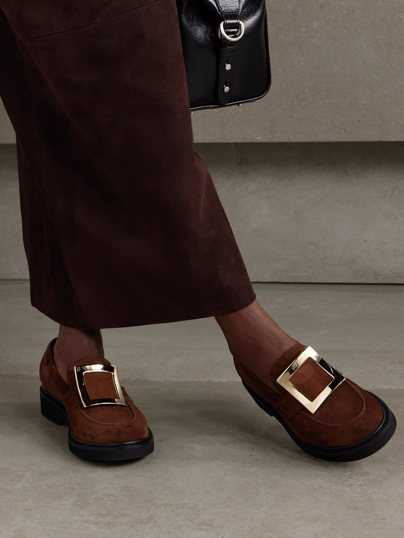 Roger Vivier Viv Rangers Buckled Suede Loafers outlook