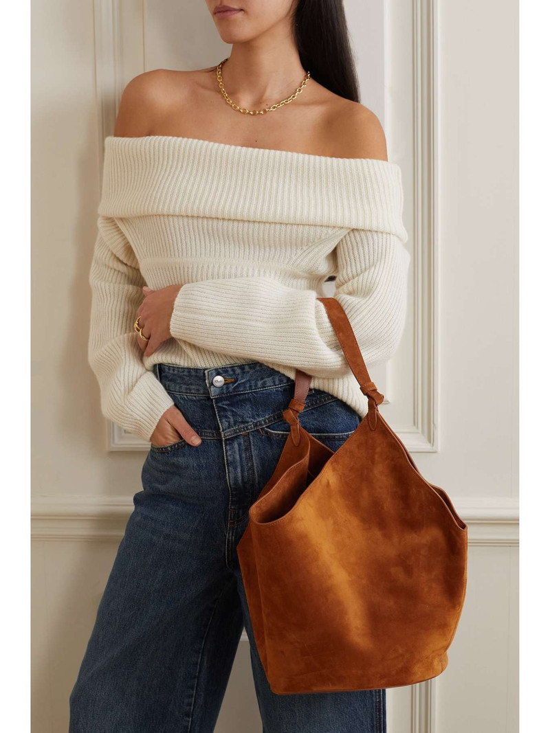 KHAITE Lotus medium suede tote outlook