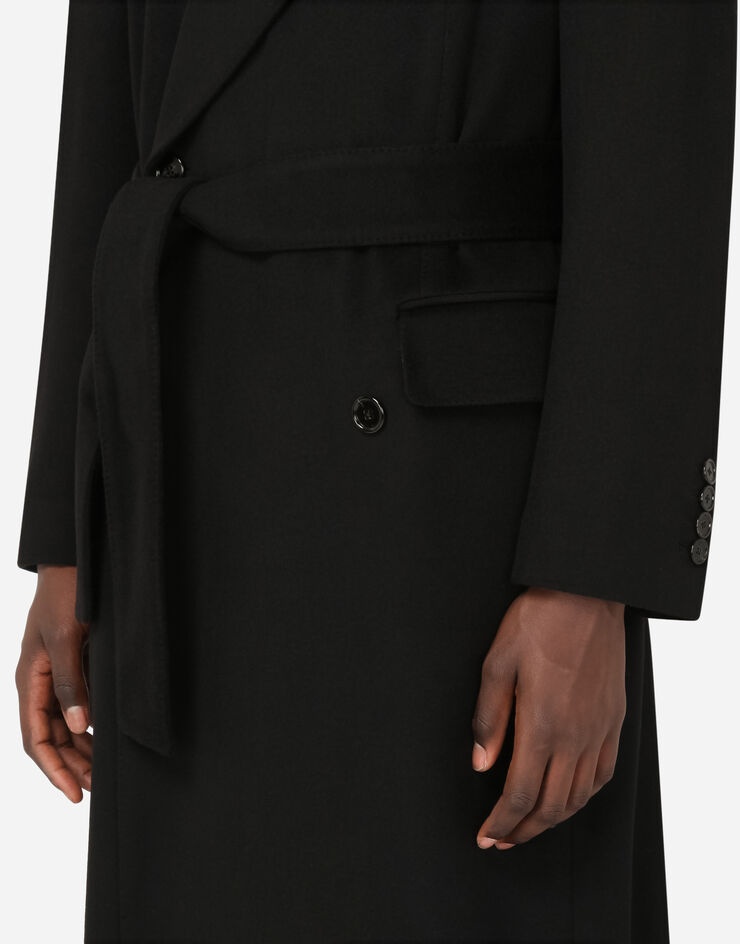 Belted double-breasted cashmere coat - 5