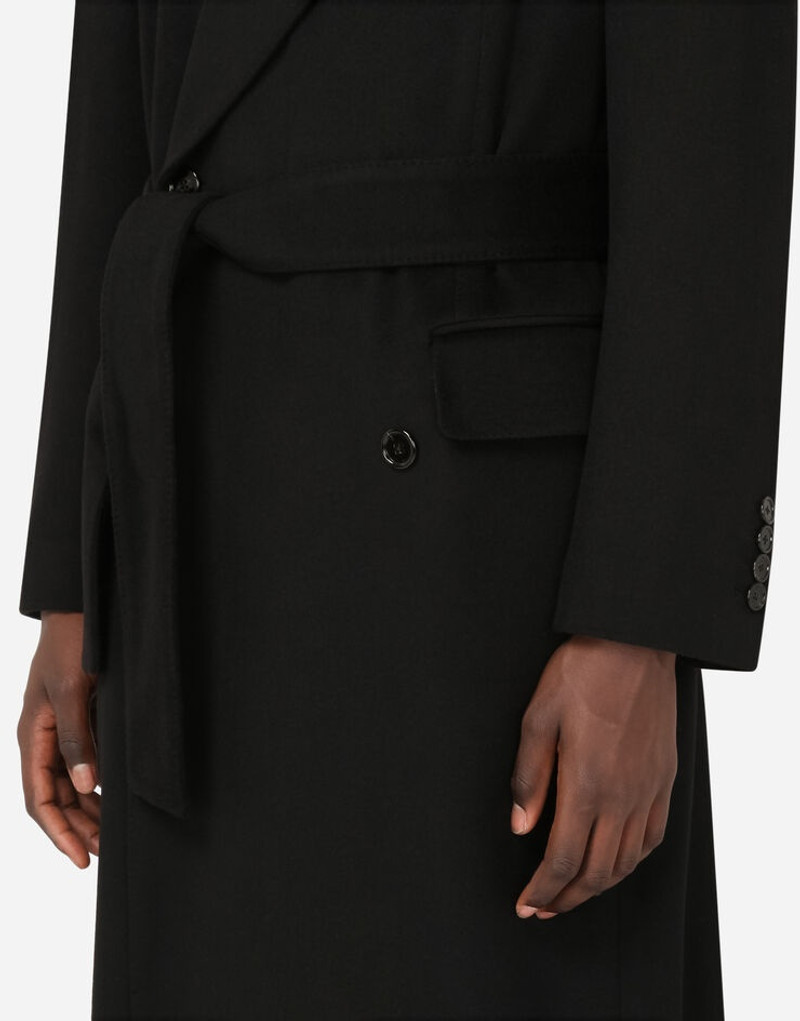 Belted double-breasted cashmere coat 5